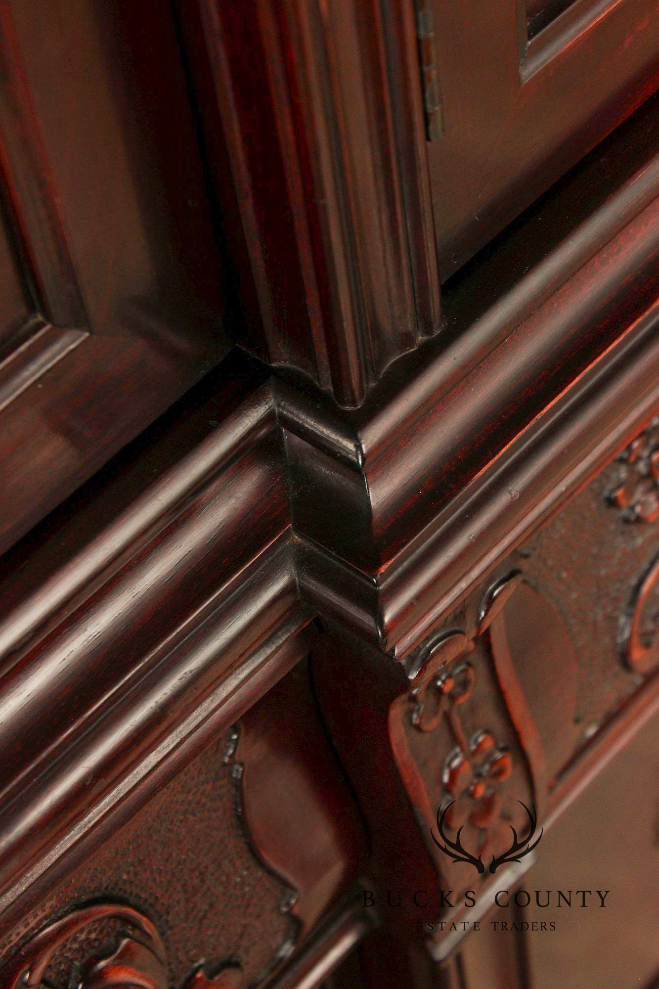 1940's Vintage Carved Mahogany China Cabinet