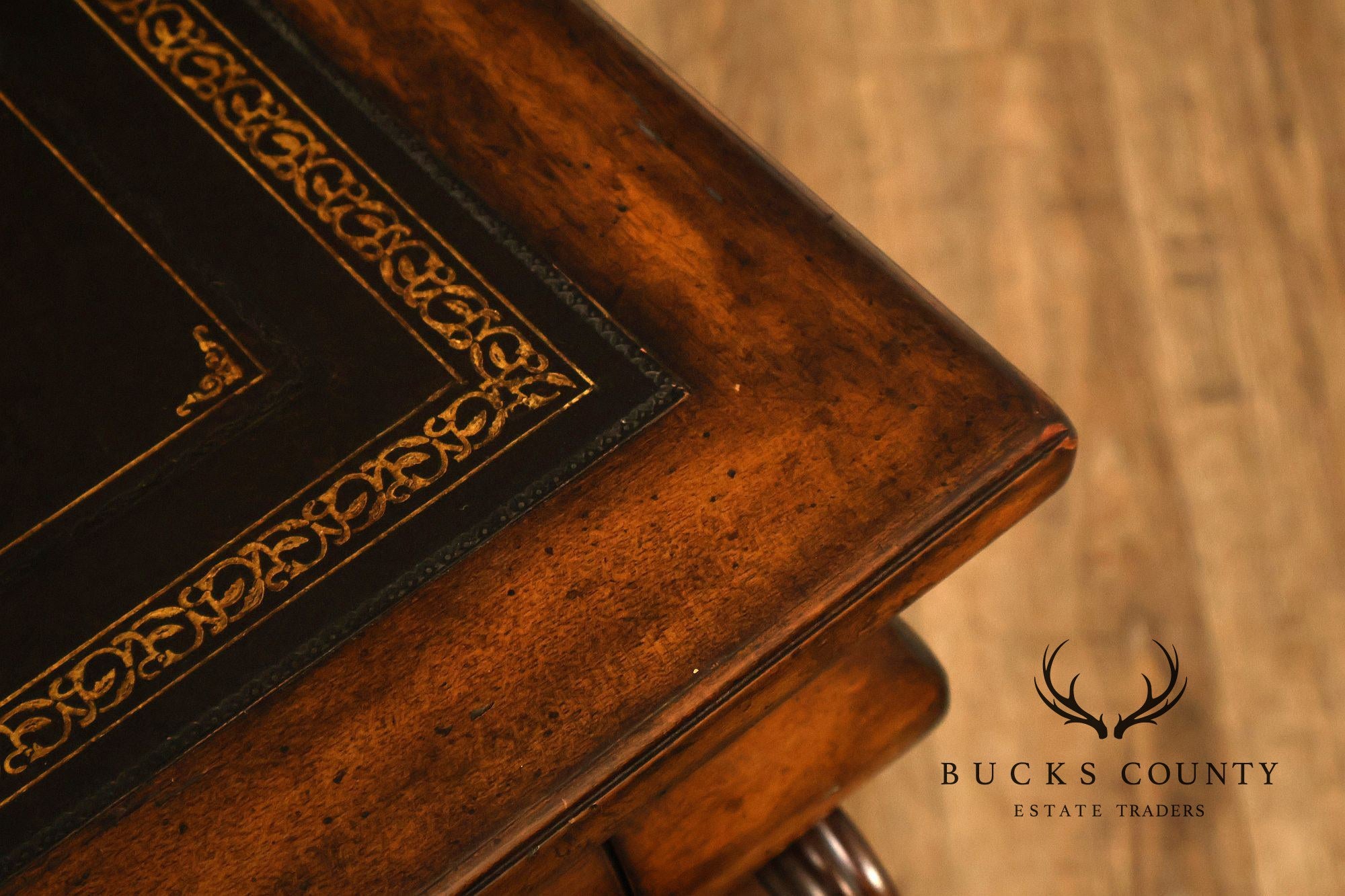 Maitland-Smith Leather Top Mahogany Executive Writing Desk