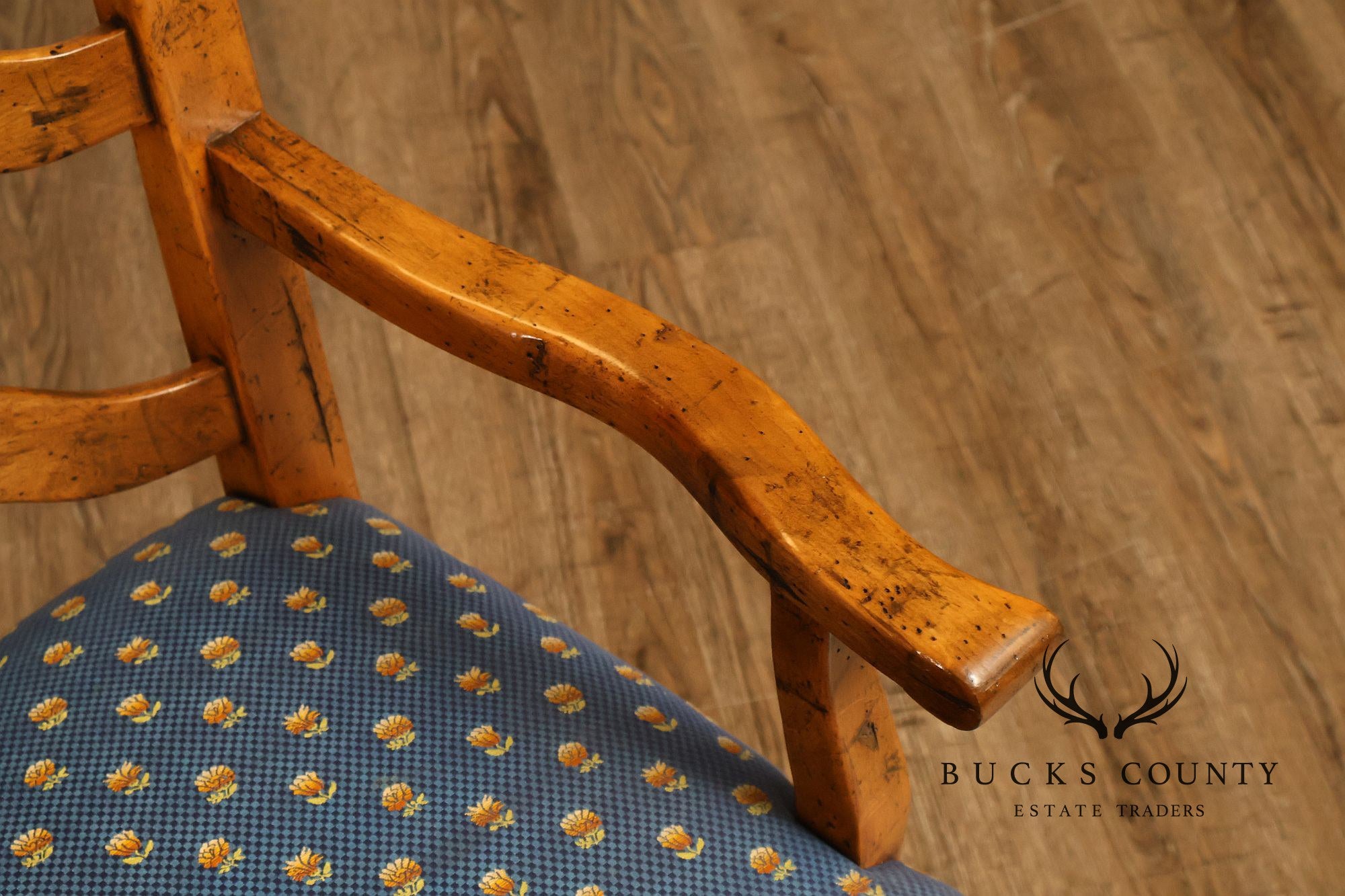 Guy Chaddock Basque Hickory Set Of Eight French Country Ladder Back Dining Chairs