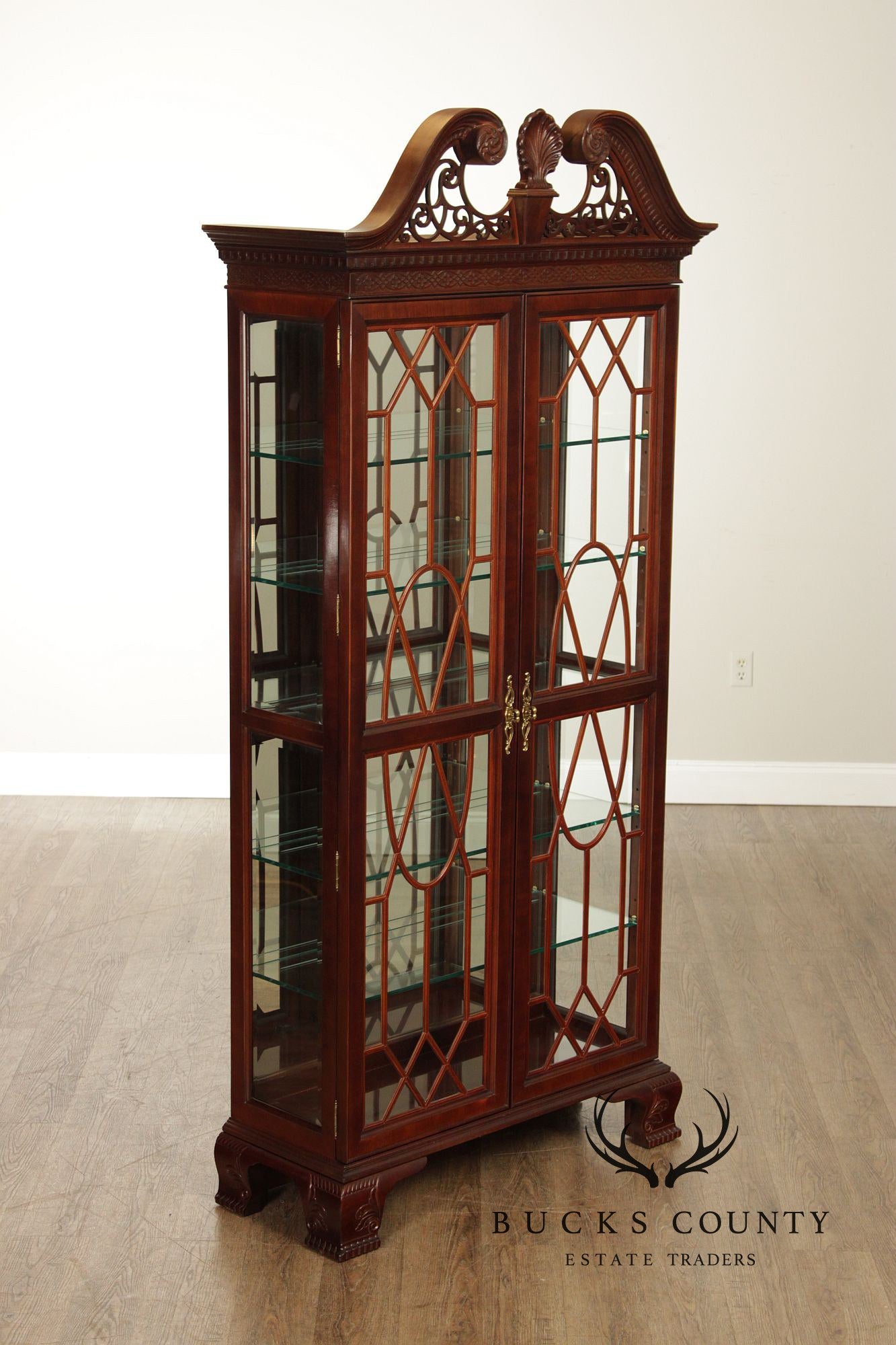 Chinese Chippendale Style Mahogany Display Cabinet