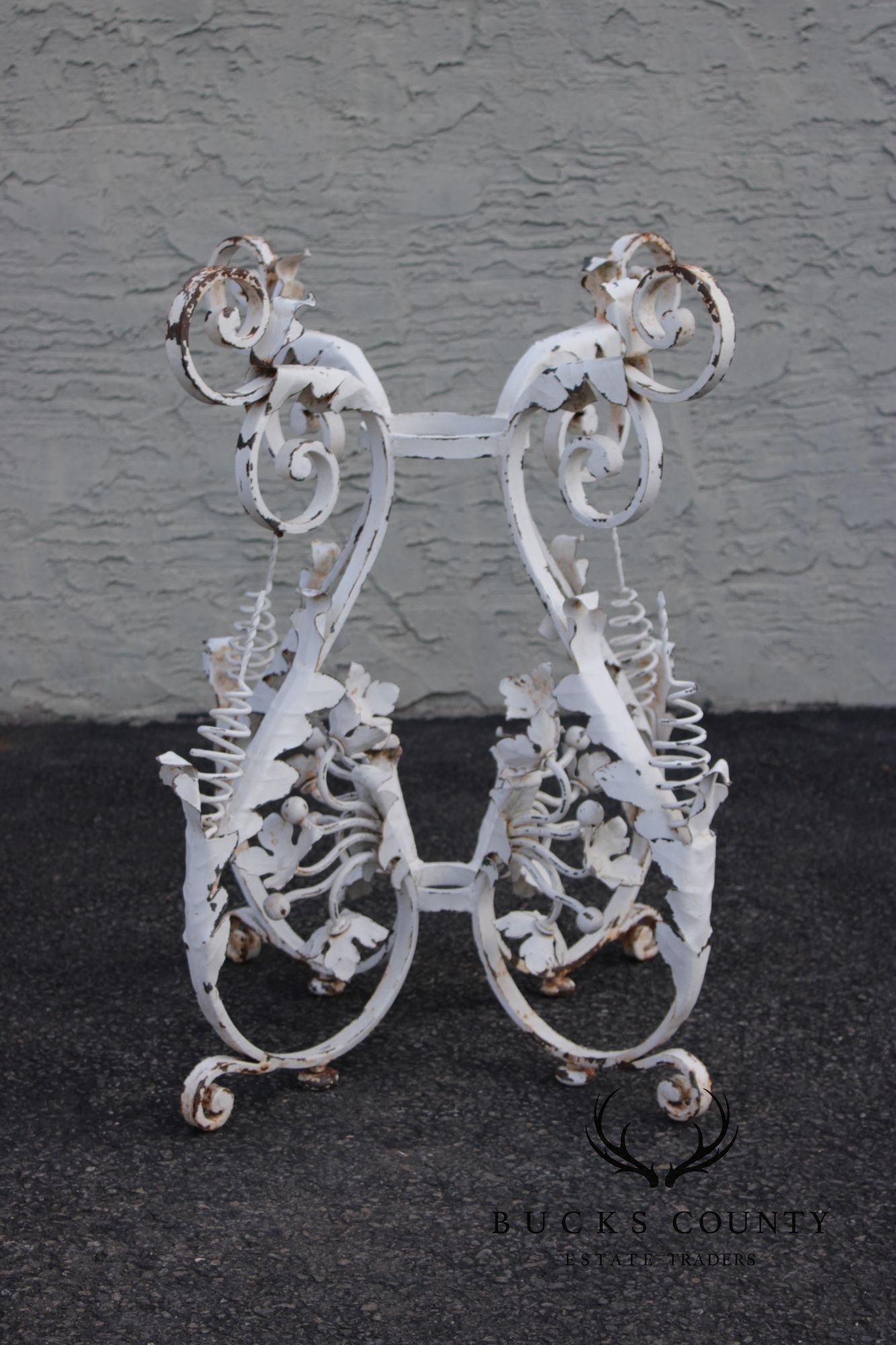 Vintage Italian Style Painted Wrought Iron Garden Plant Stand or Table Base