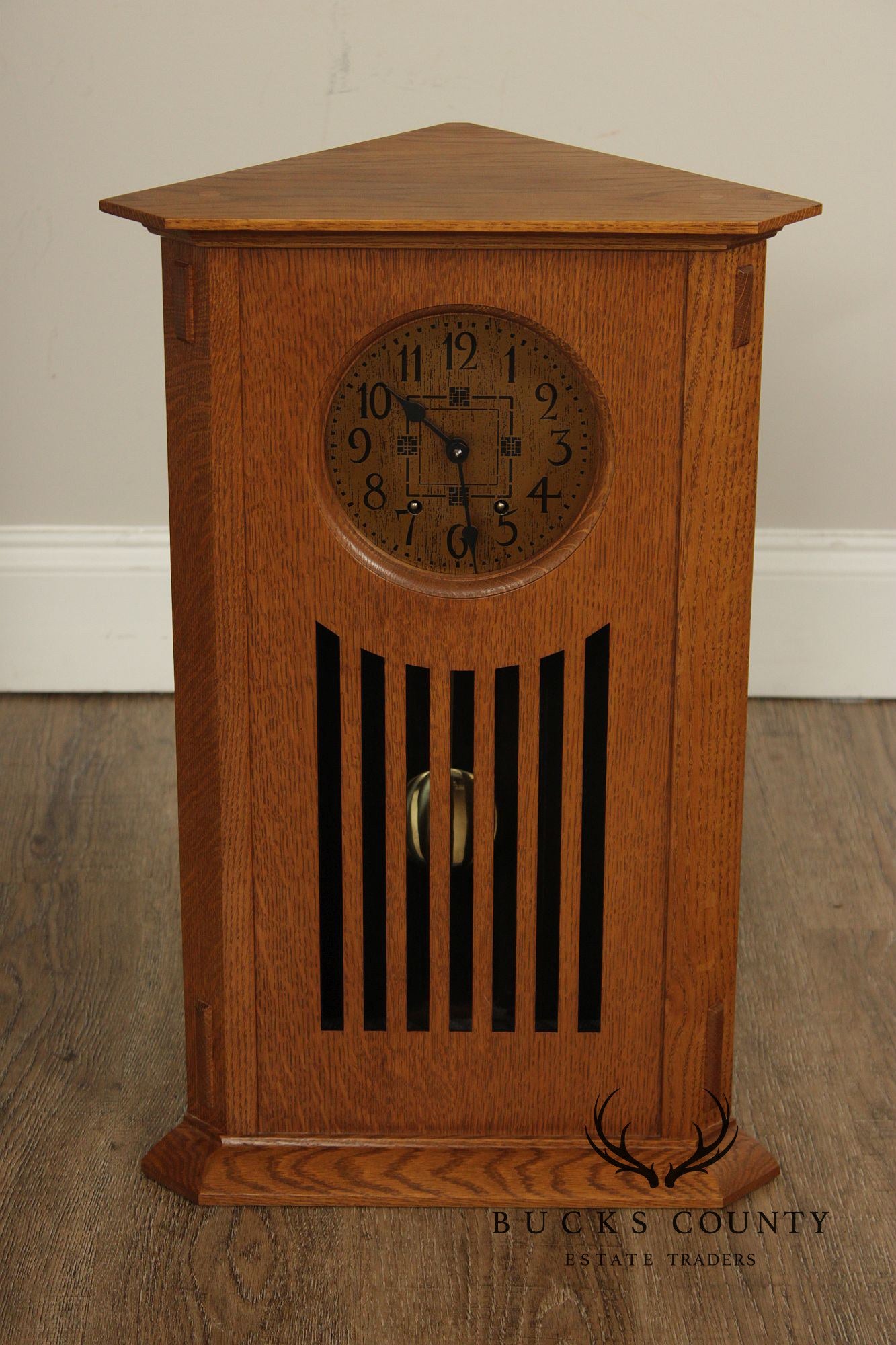 Stickley Mission Collection Oak Corner Clock