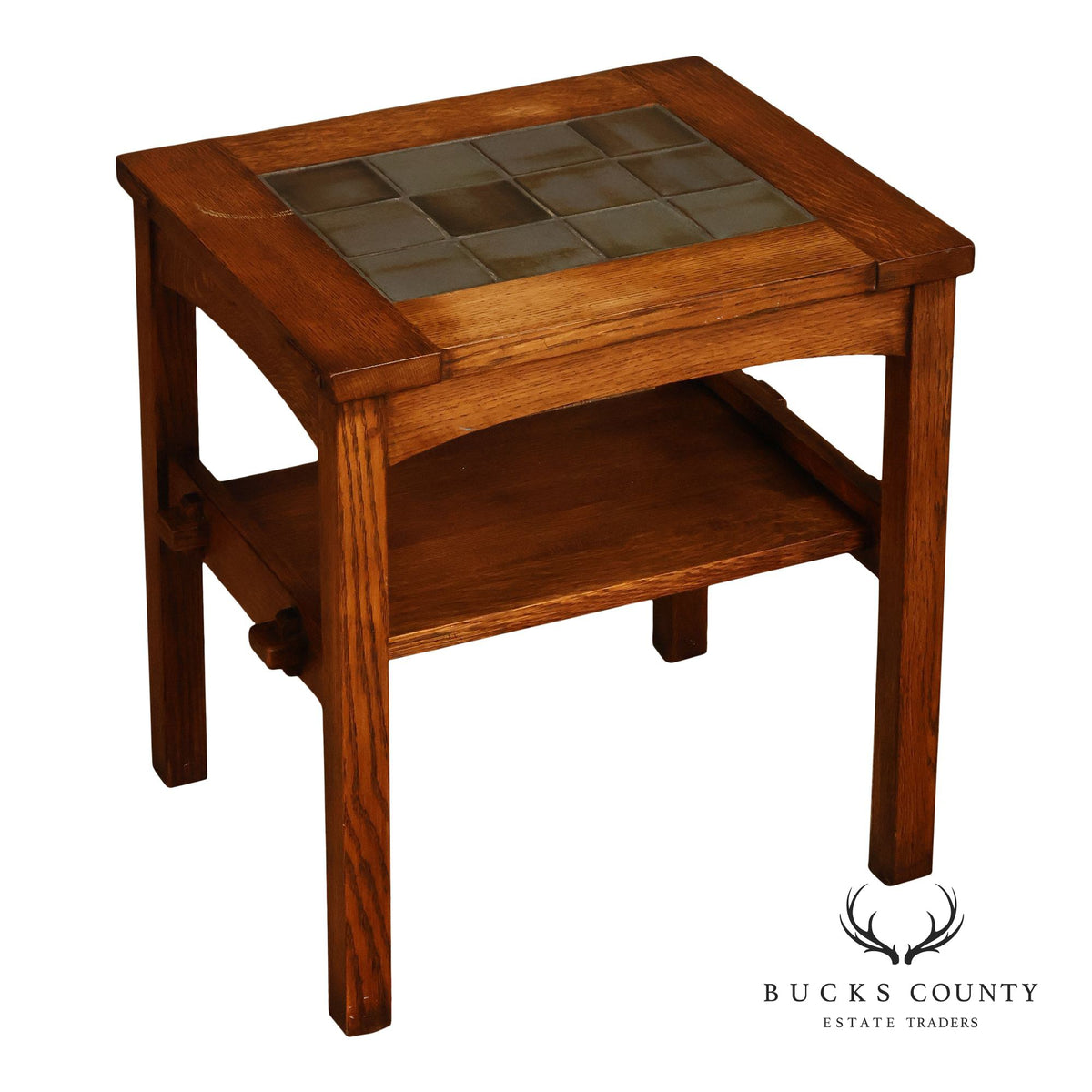 Stickley Mission Collection Tile Top Oak End Table
