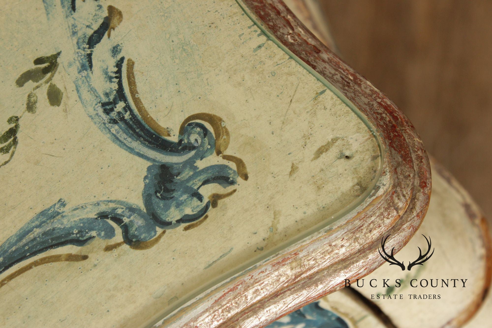 Italian Provincial Style Vintage Hand Painted Bombe Nightstand Chest