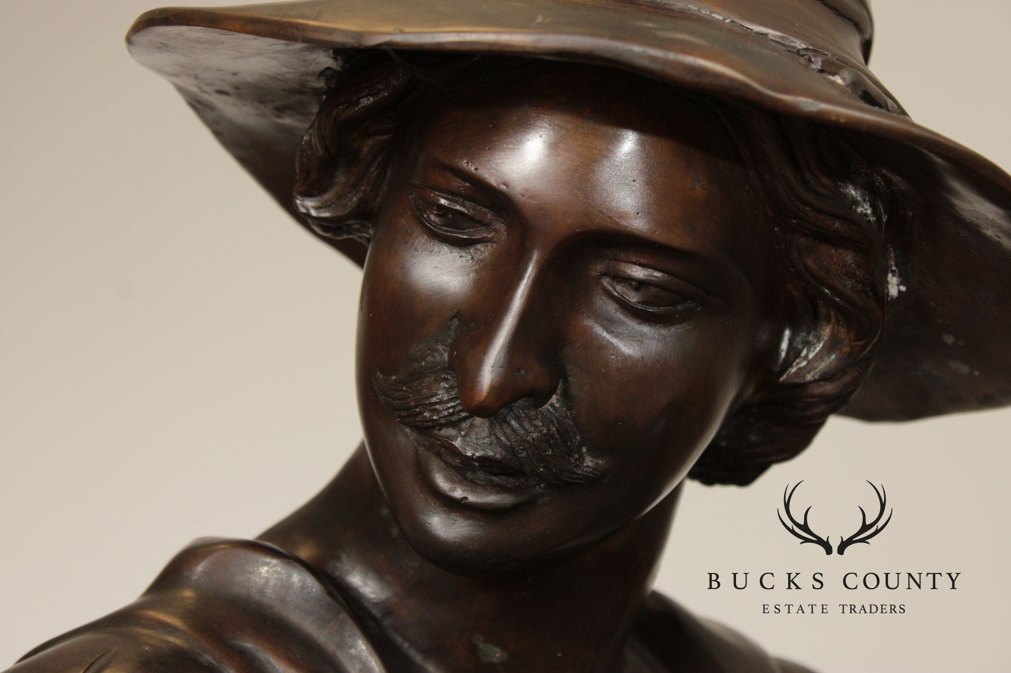 August Moreau Large Patinated Bronze Statue of a Musician