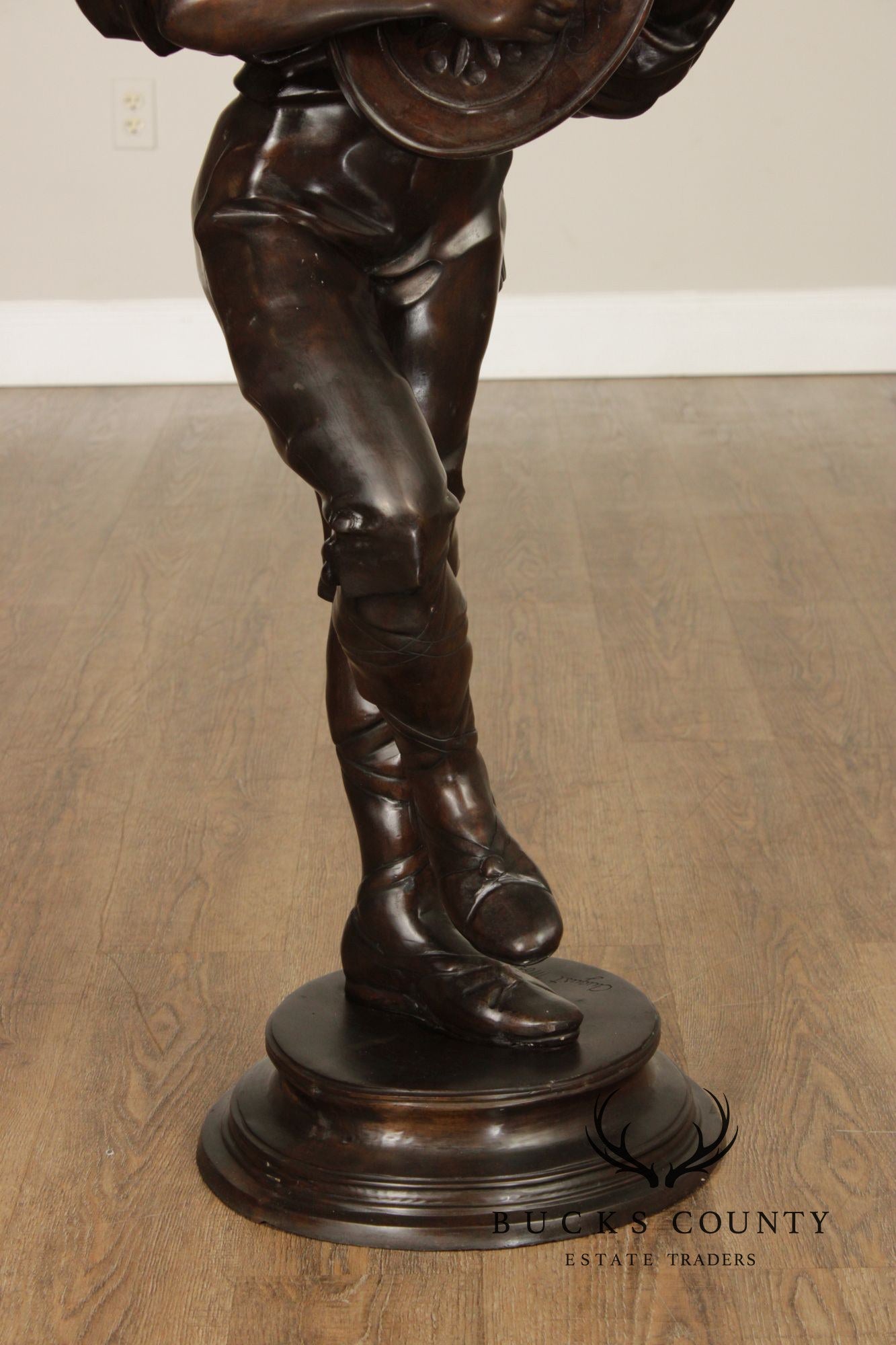 August Moreau Large Patinated Bronze Statue of a Musician