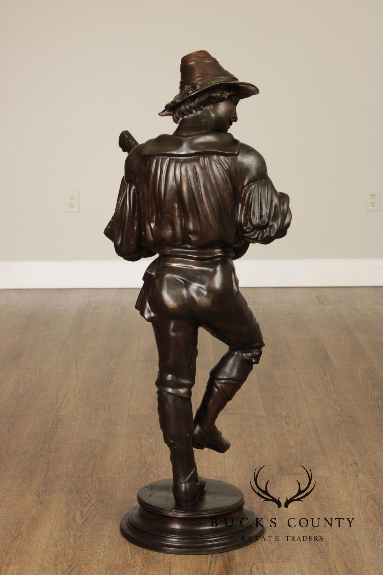 August Moreau Large Patinated Bronze Statue of a Musician