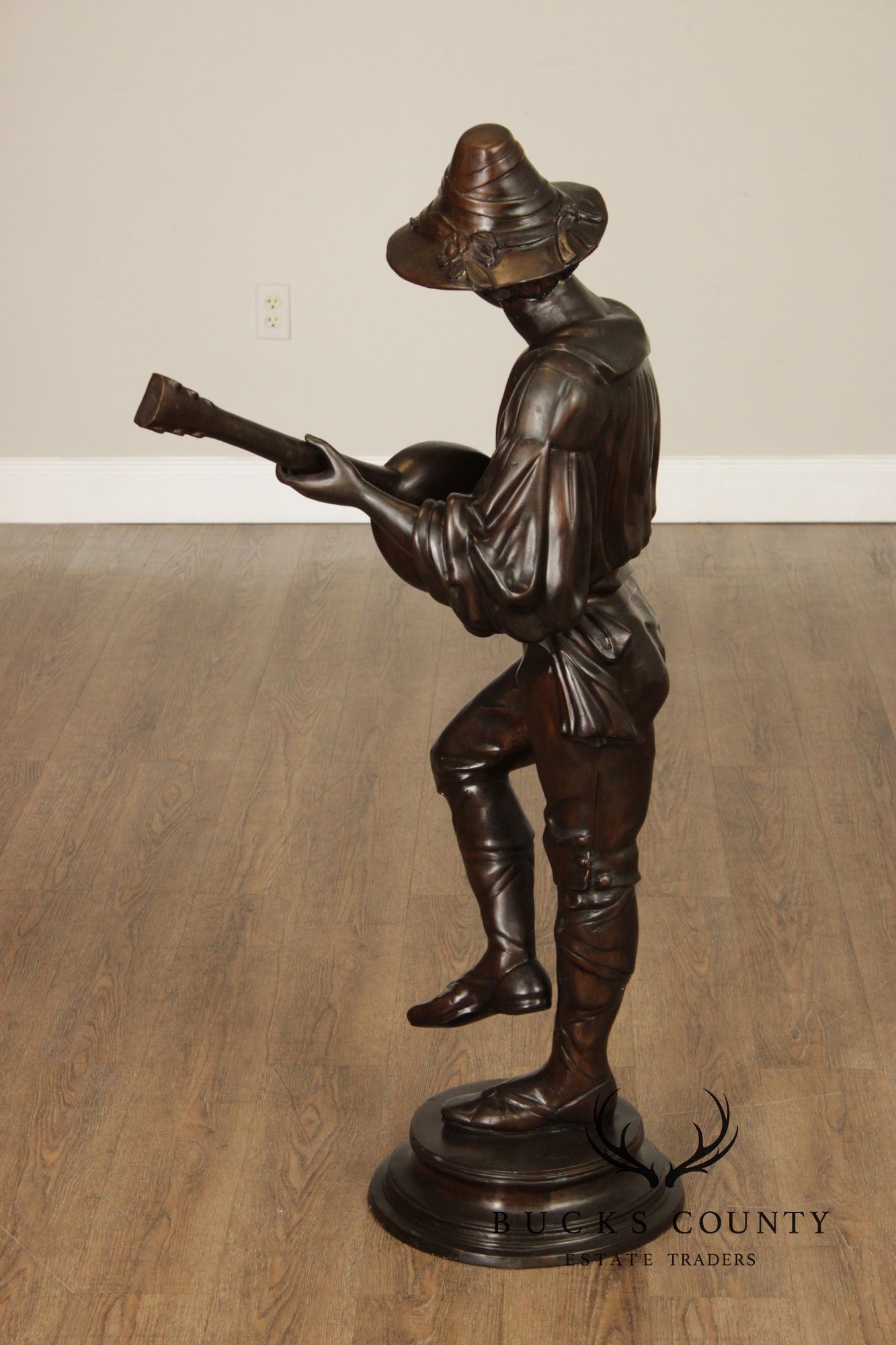 August Moreau Large Patinated Bronze Statue of a Musician