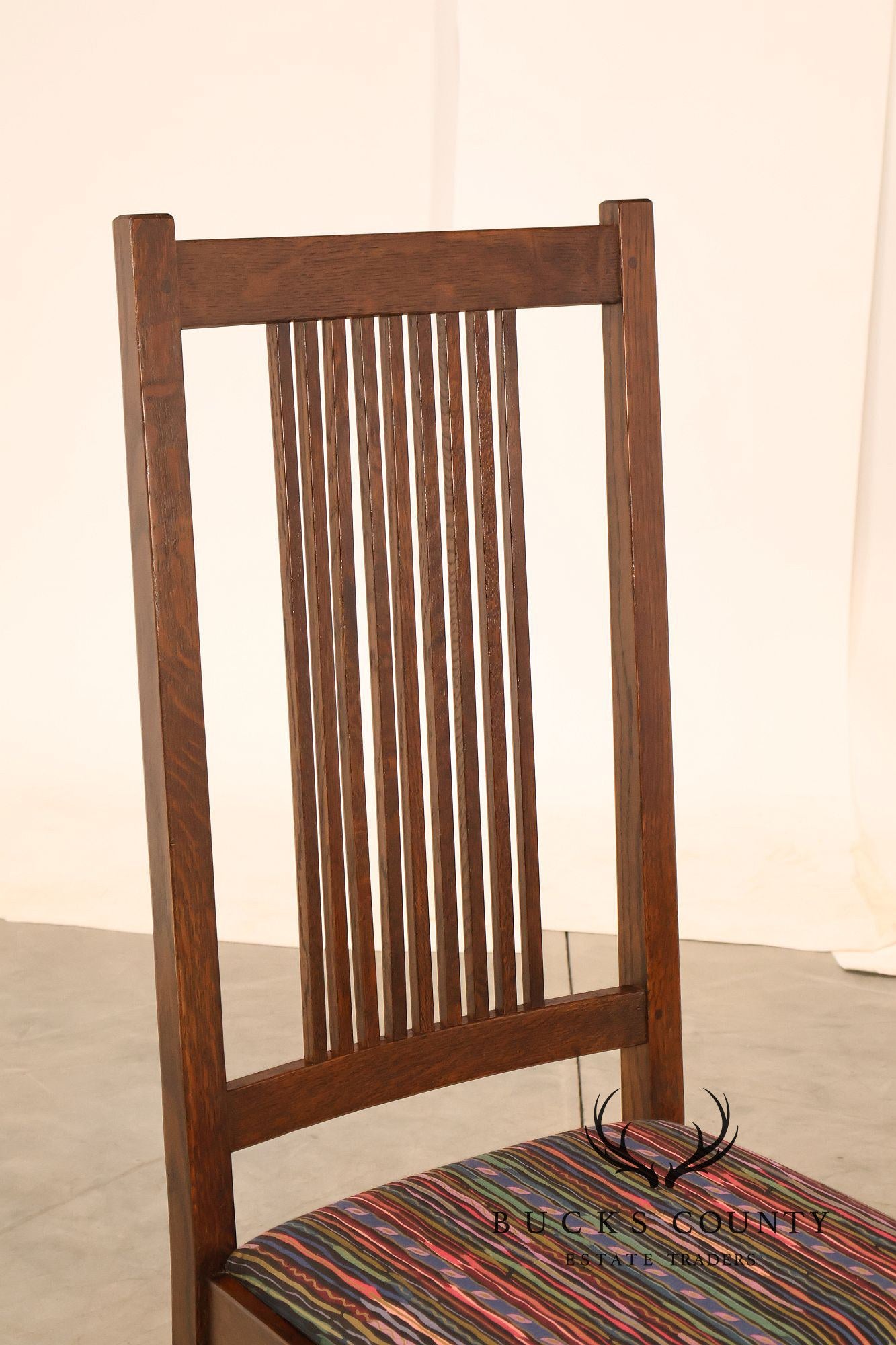Stickley Mission Collection Set of Four Oak Spindle Side Dining Chairs