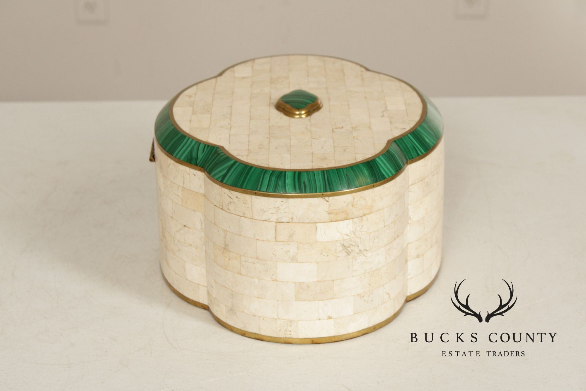 Maitland Smith Tessellated Stone And Malachite and Marble Dresser Box