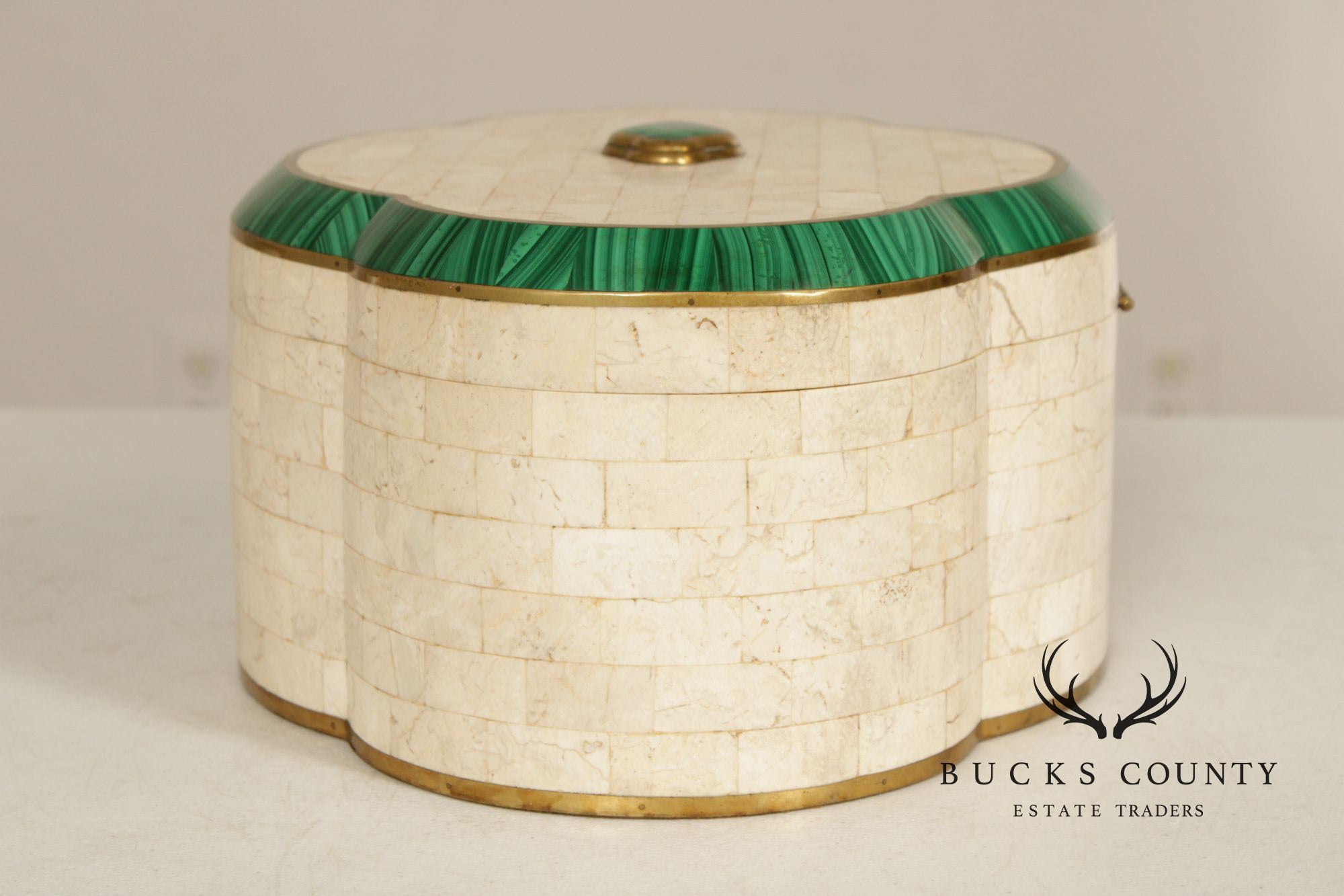 Maitland Smith Tessellated Stone And Malachite and Marble Dresser Box