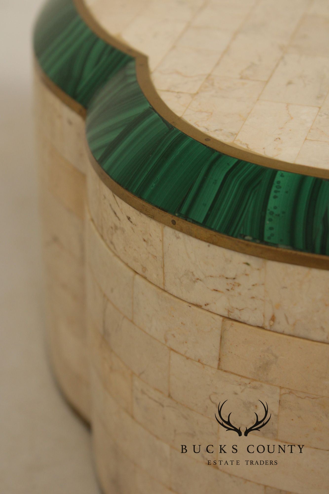 Maitland Smith Tessellated Stone And Malachite and Marble Dresser Box