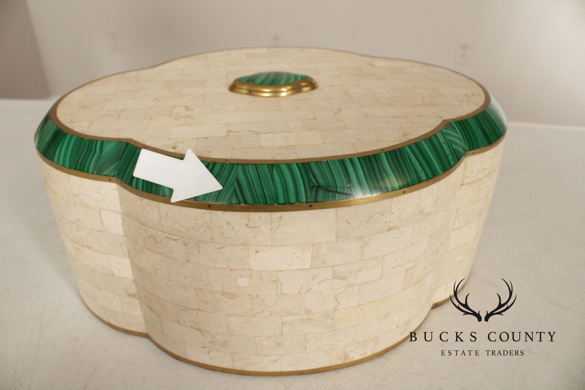 Maitland Smith Tessellated Stone And Malachite and Marble Dresser Box