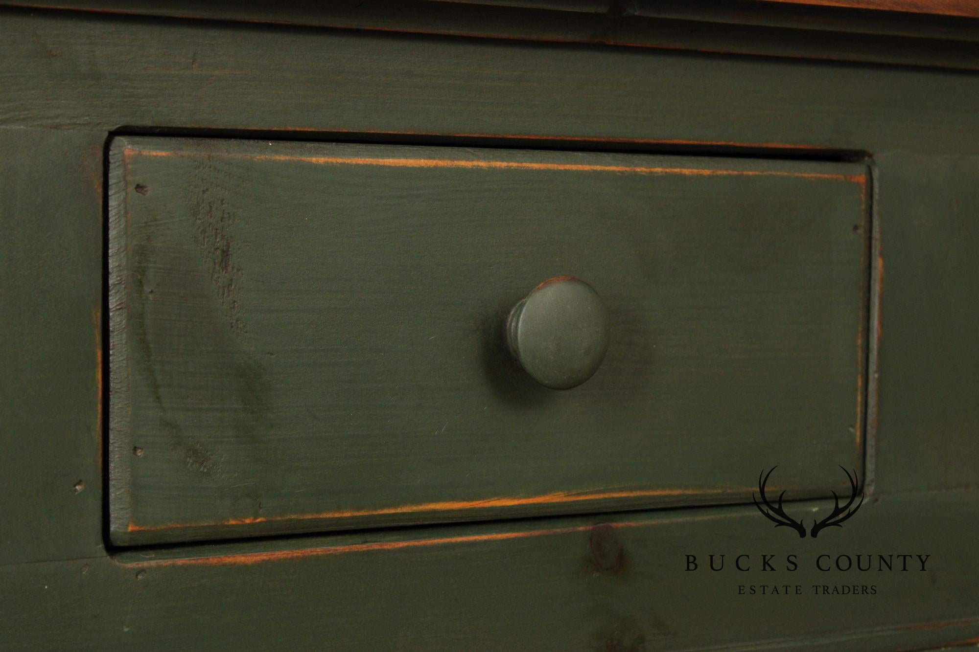 Country Farmhouse Style Painted Pine Hutch Cabinet