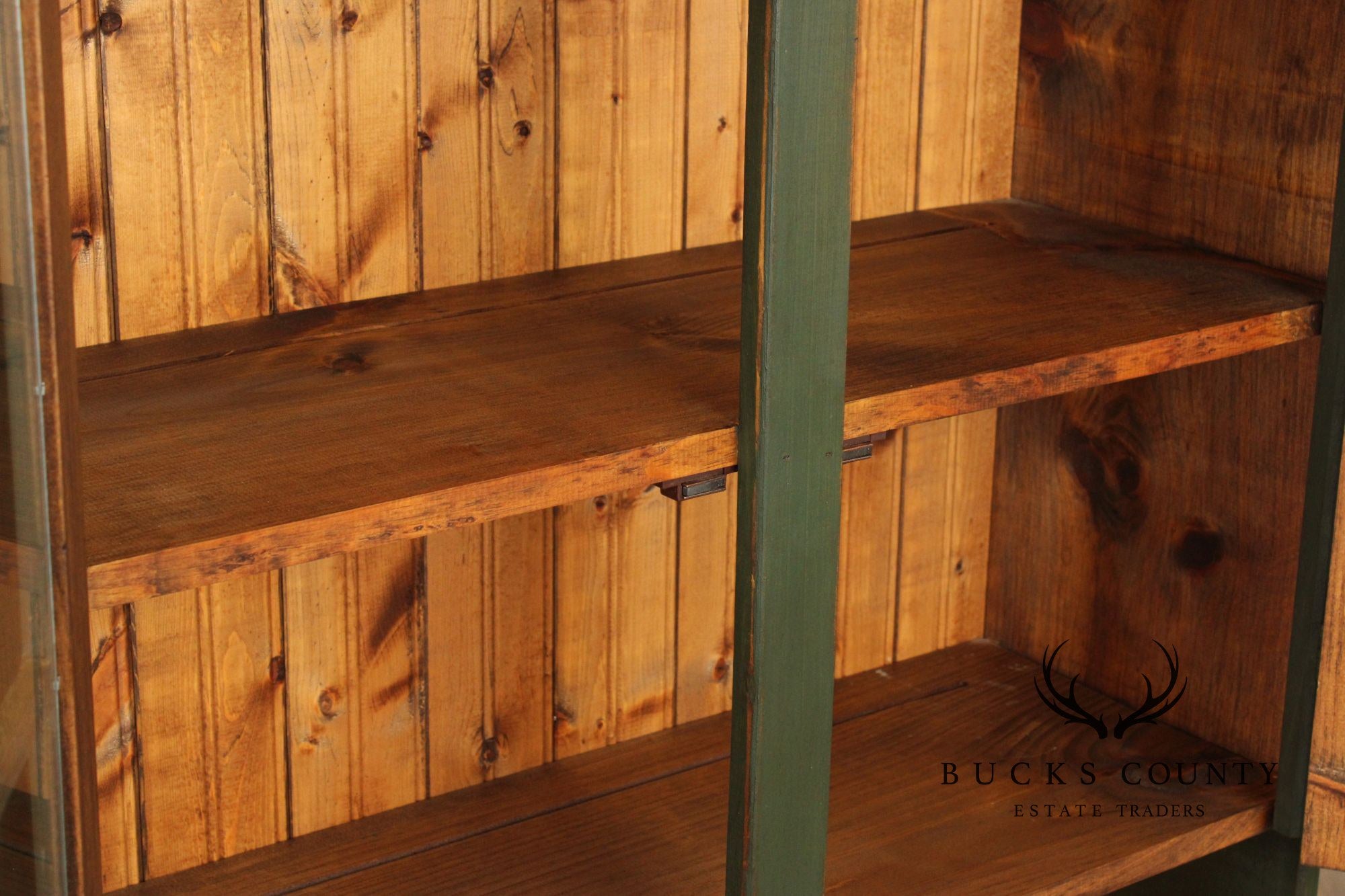 Country Farmhouse Style Painted Pine Hutch Cabinet