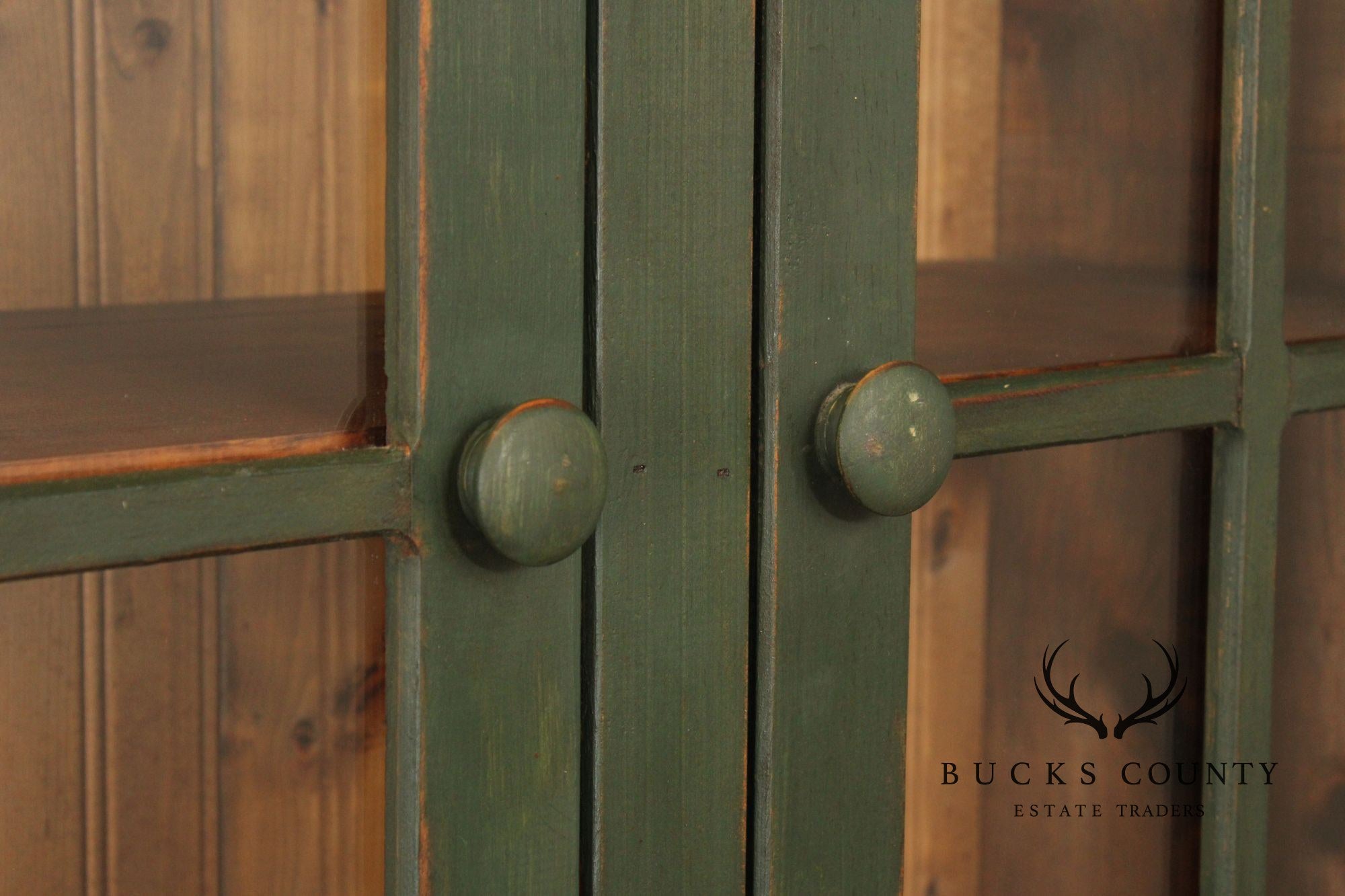Country Farmhouse Style Painted Pine Hutch Cabinet