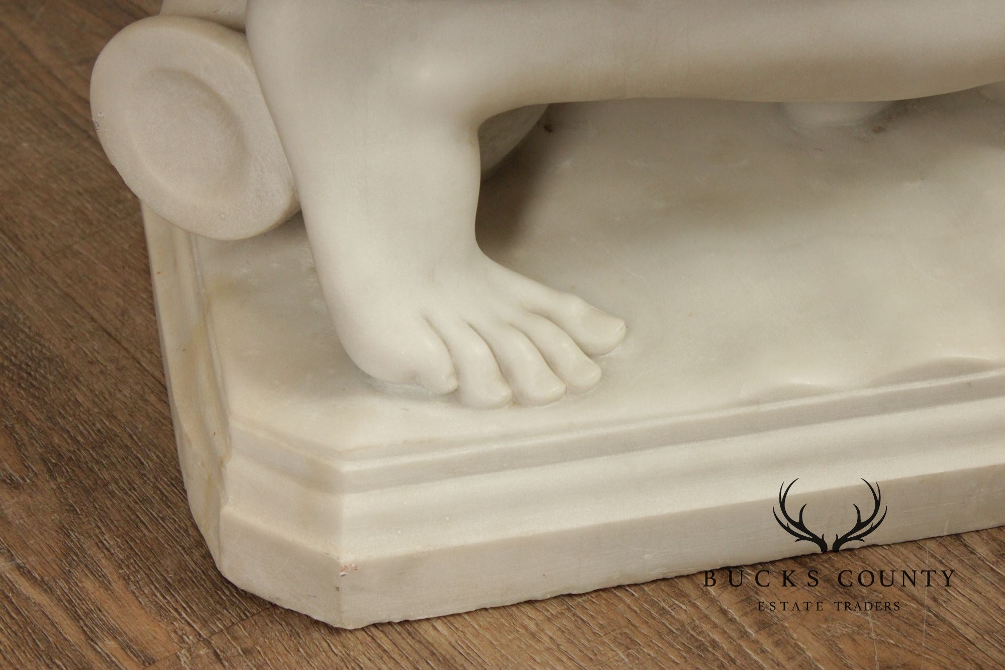 Neoclassical Style Large Antique Carved Marble Sculpture Of Kneeling Venus