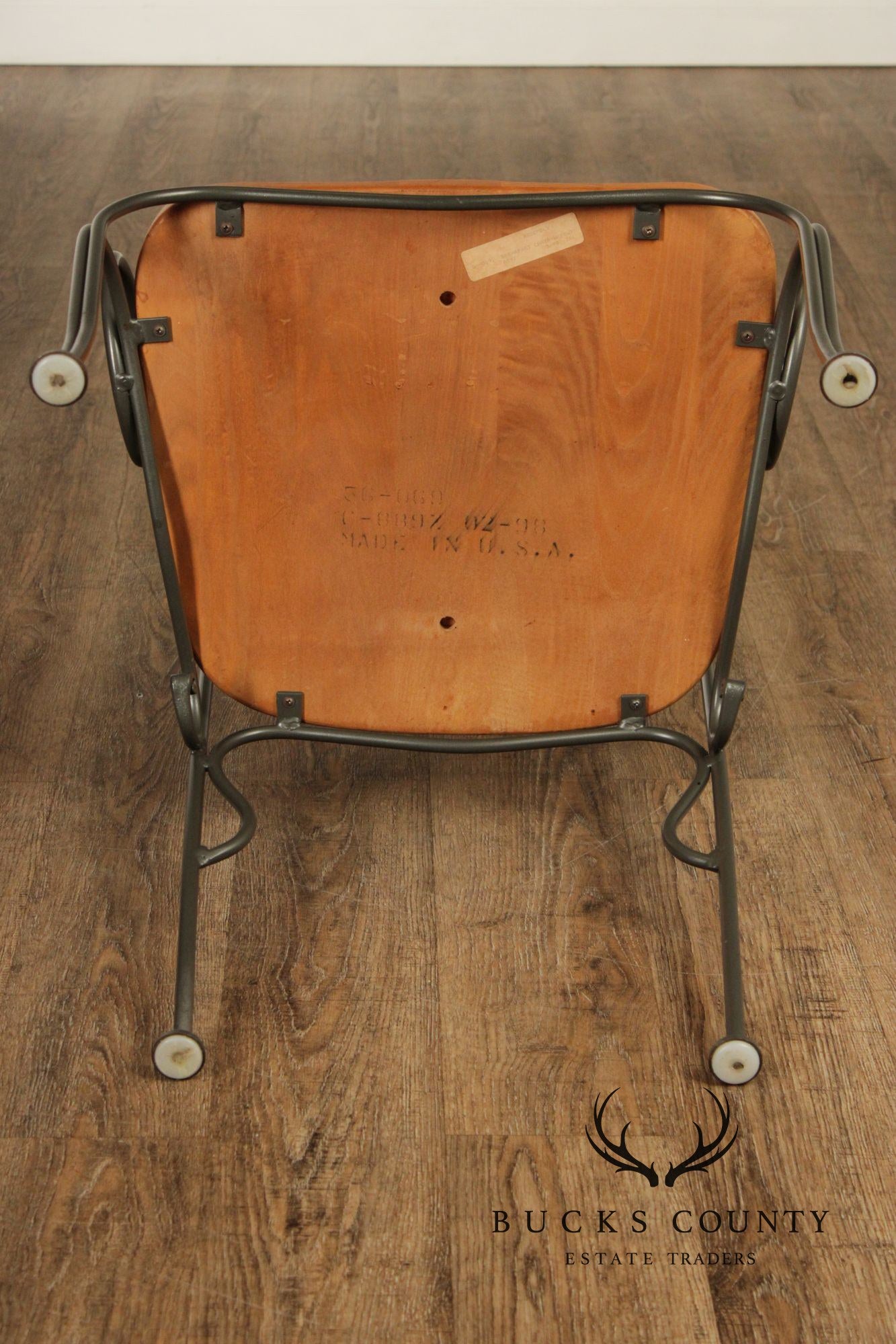Kincaid French Country Style Set of Four Wrought Iron and Oak Dining Chairs