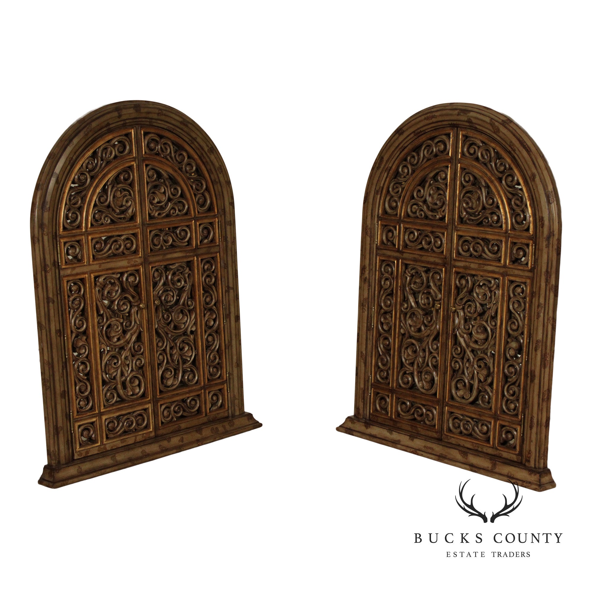 LaBarge Italian Renaissance Style Pair of Arched Wall Mirrors