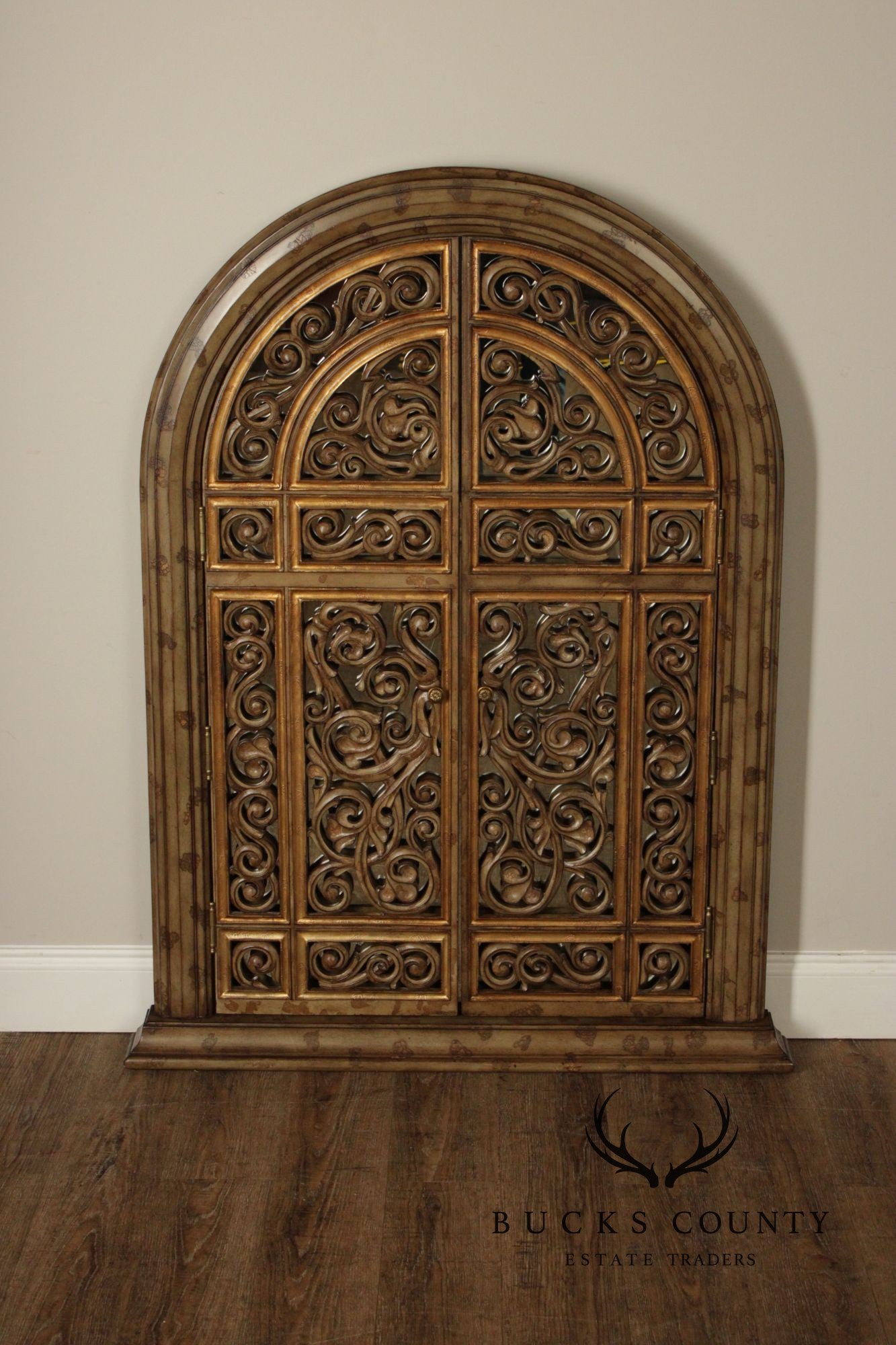 LaBarge Italian Renaissance Style Pair of Arched Wall Mirrors