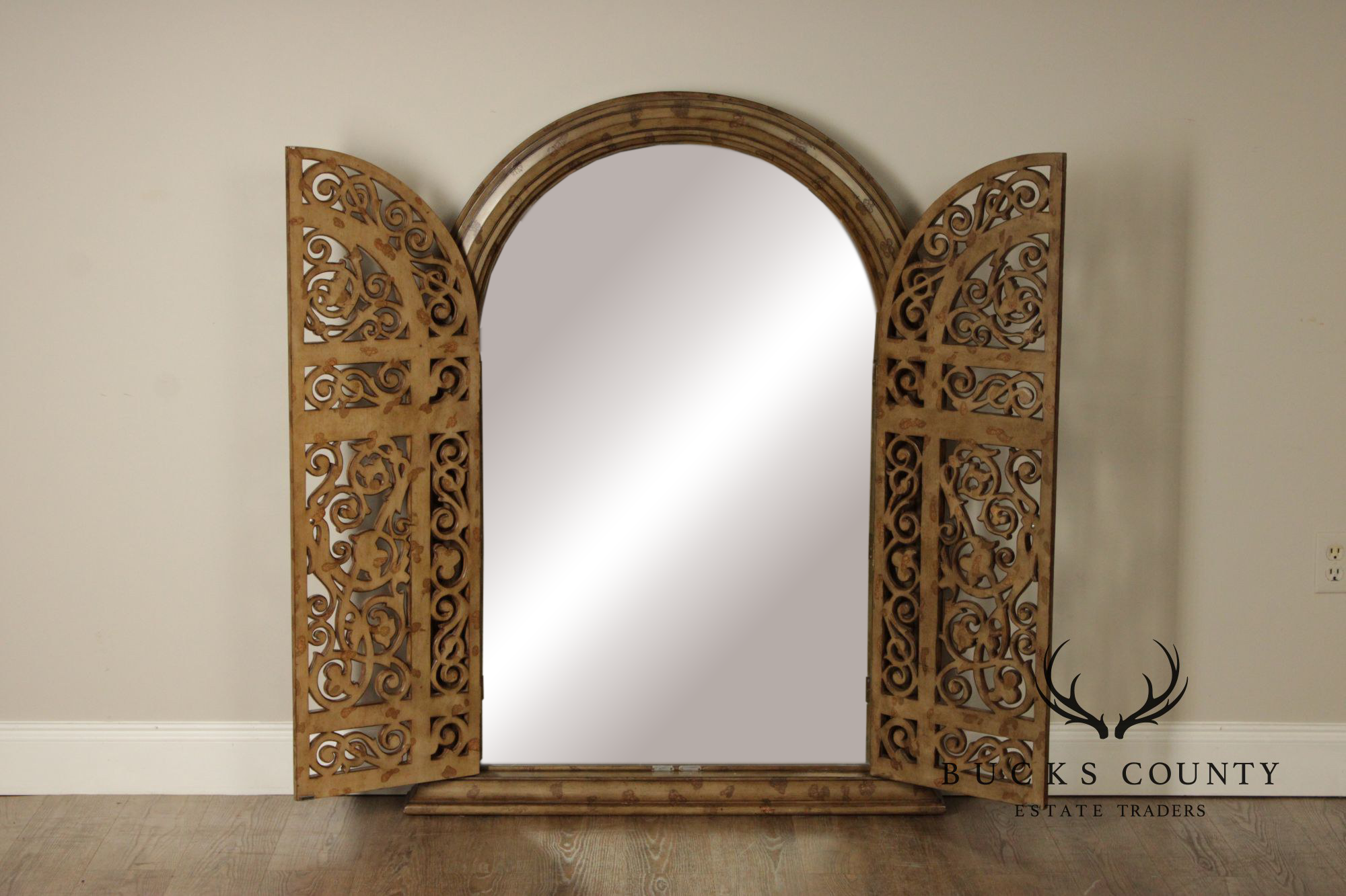 LaBarge Italian Renaissance Style Pair of Arched Wall Mirrors