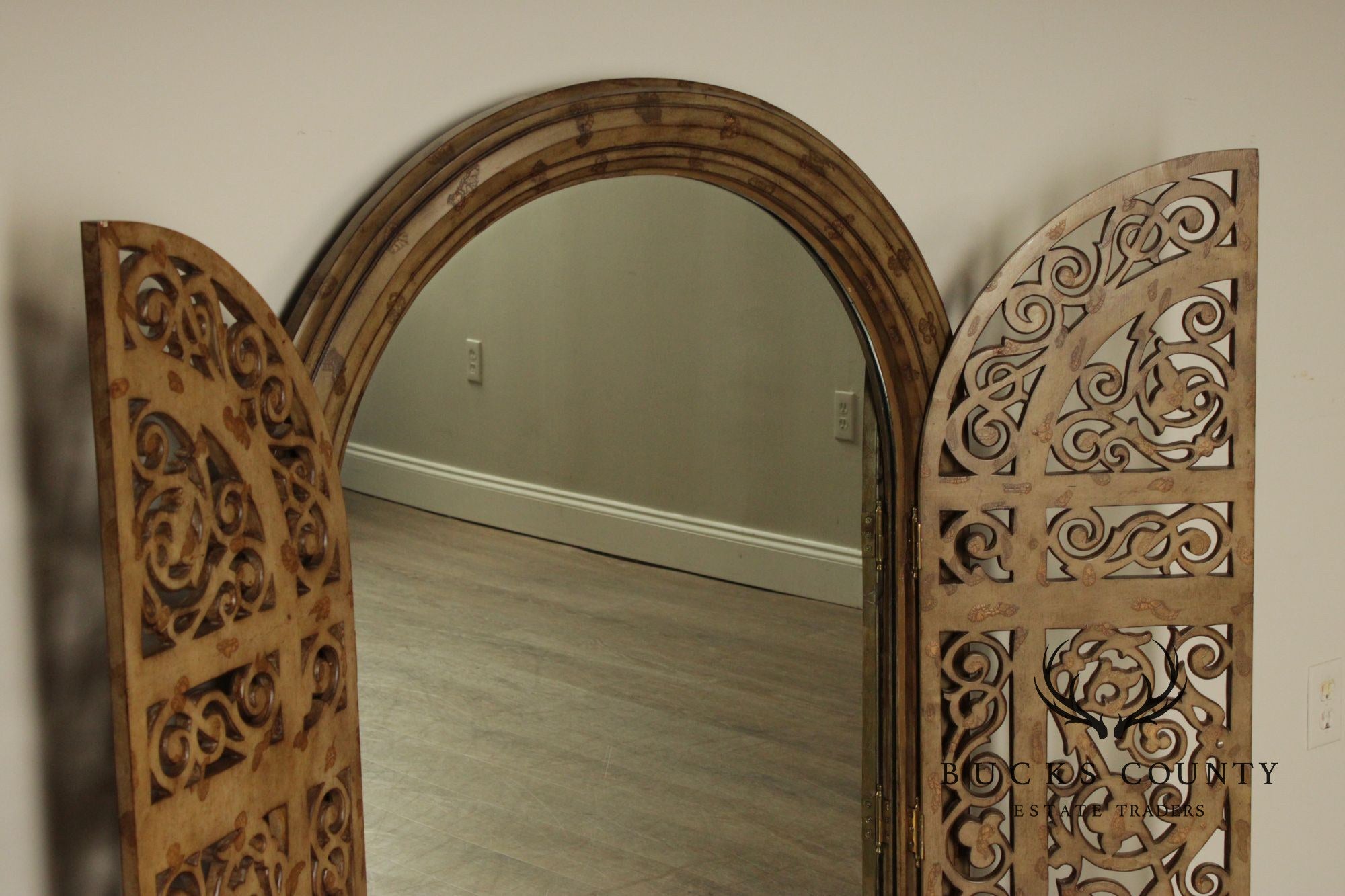 LaBarge Italian Renaissance Style Pair of Arched Wall Mirrors