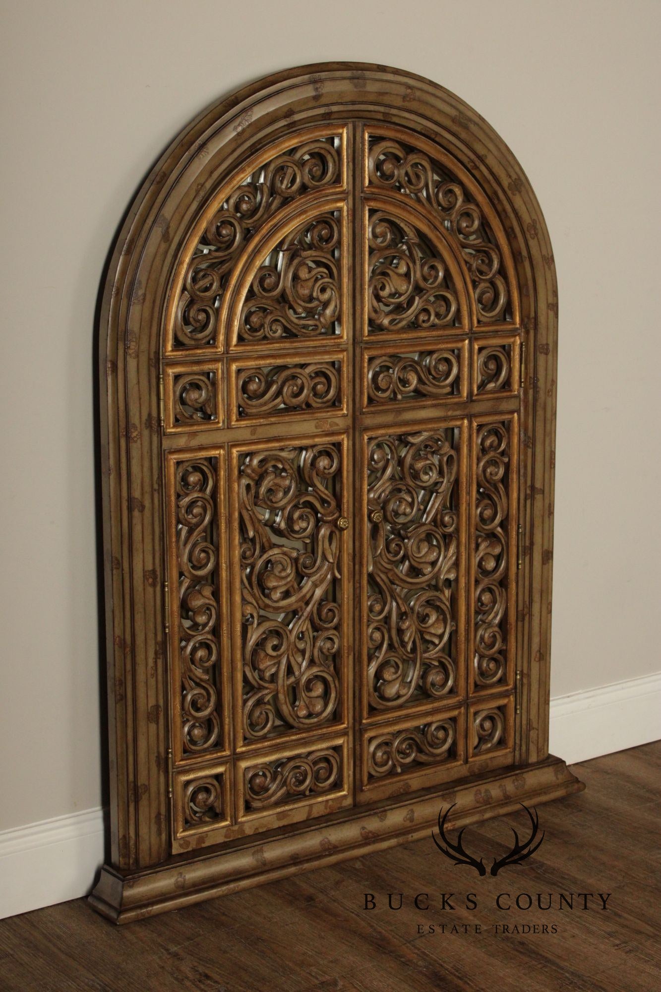 LaBarge Italian Renaissance Style Pair of Arched Wall Mirrors