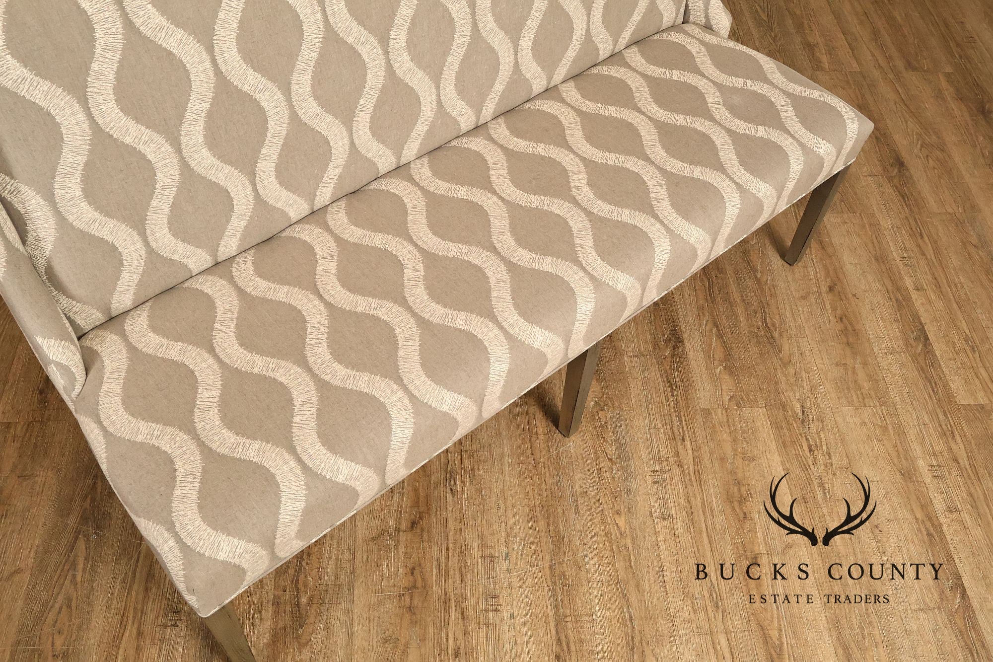 Bassett Brooke Collection Wing Back Banquette Geometric Upholstered Bench