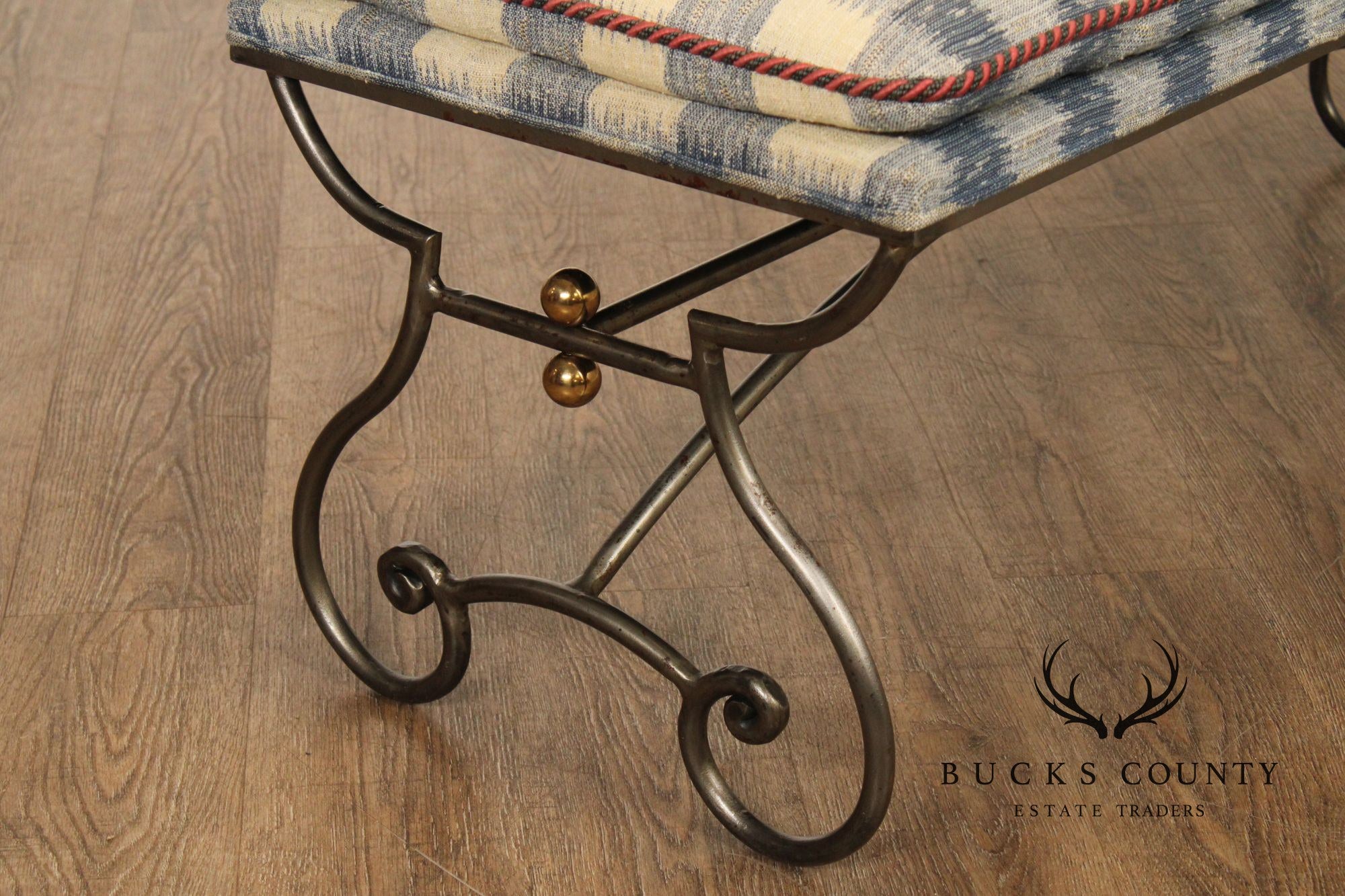 French Country Style Quality Forged Iron and Brass Window Bench