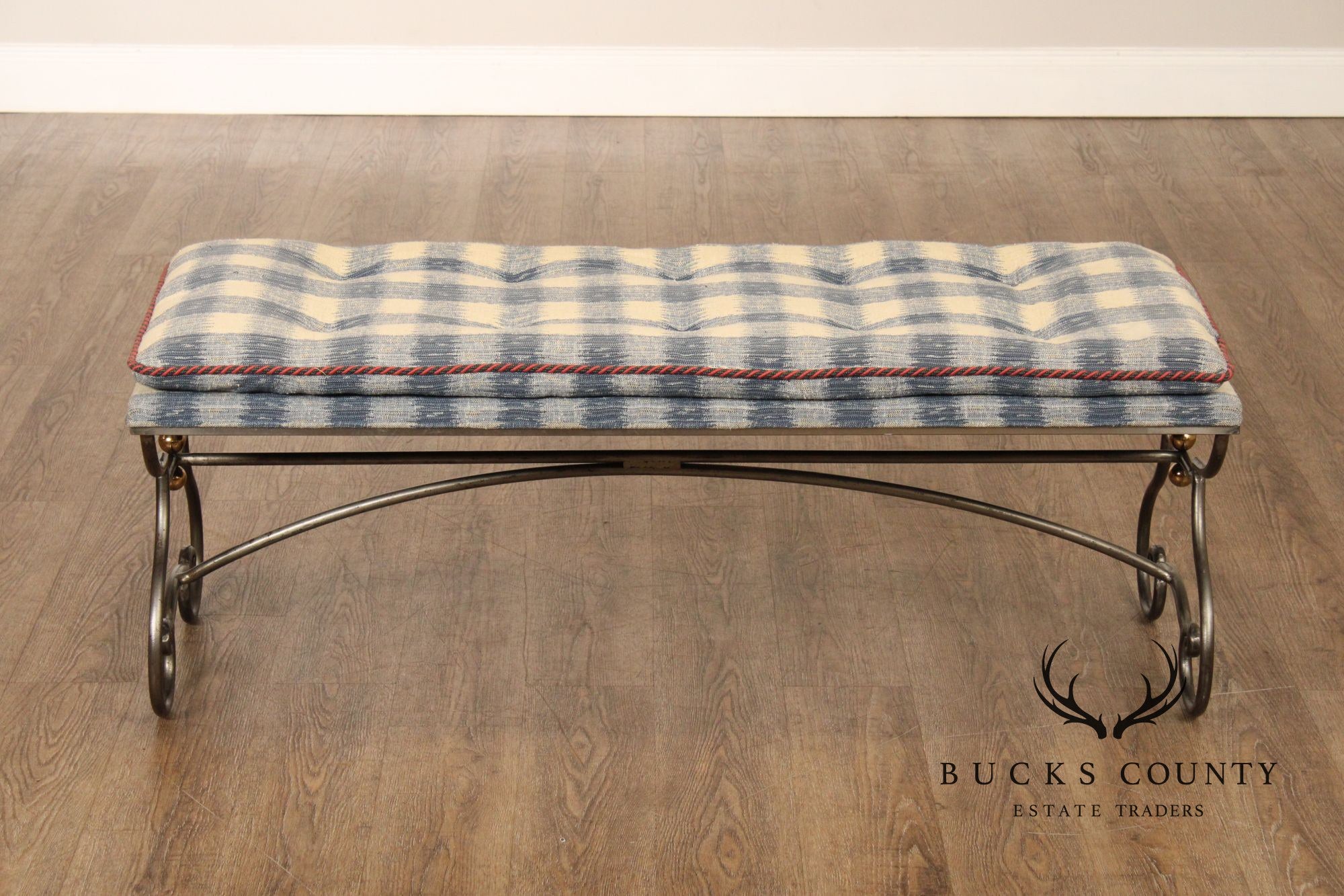 French Country Style Quality Forged Iron and Brass Window Bench