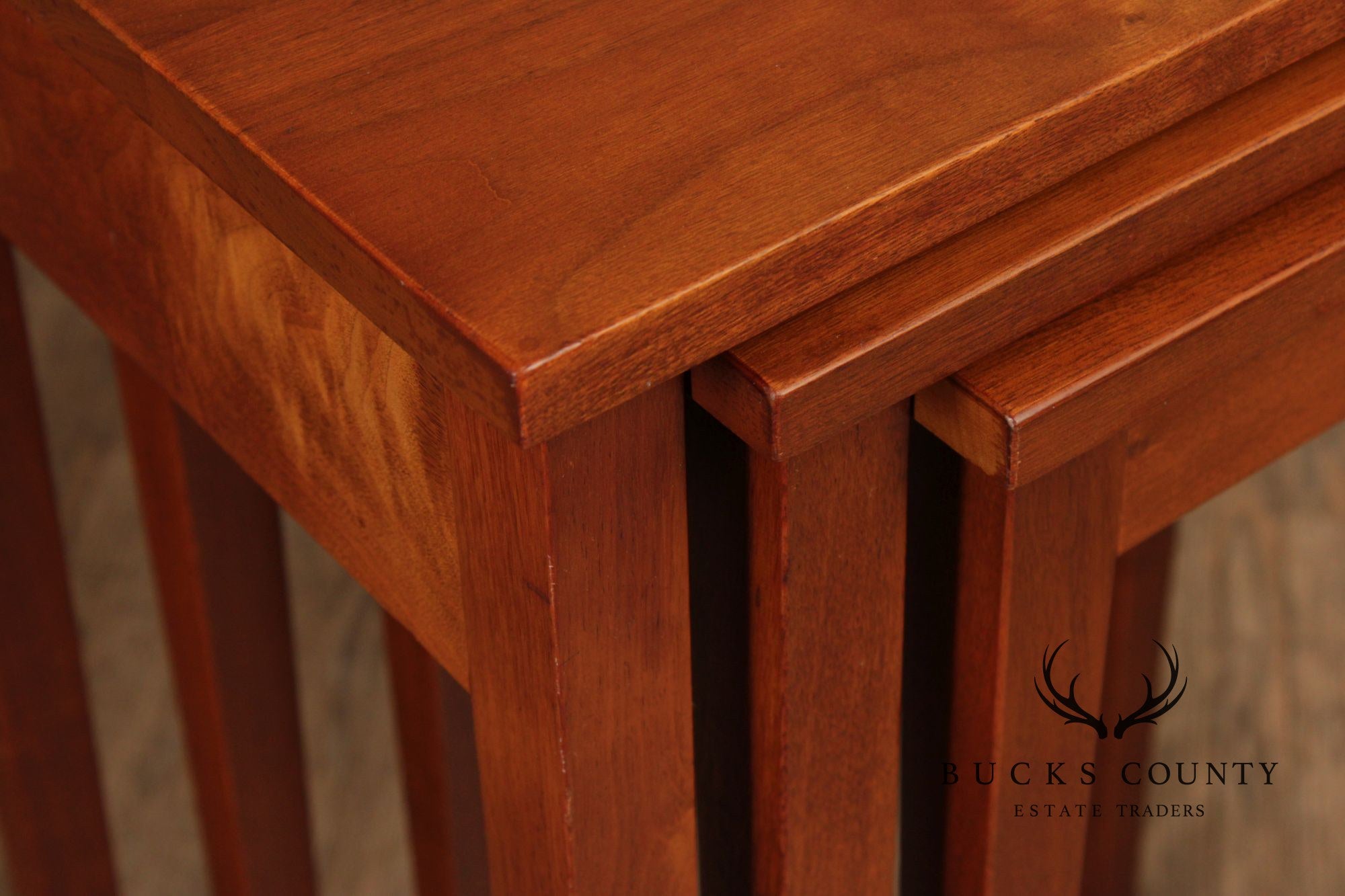 Hepplewhite Style Vintage Set Of Three Walnut Nesting Tables