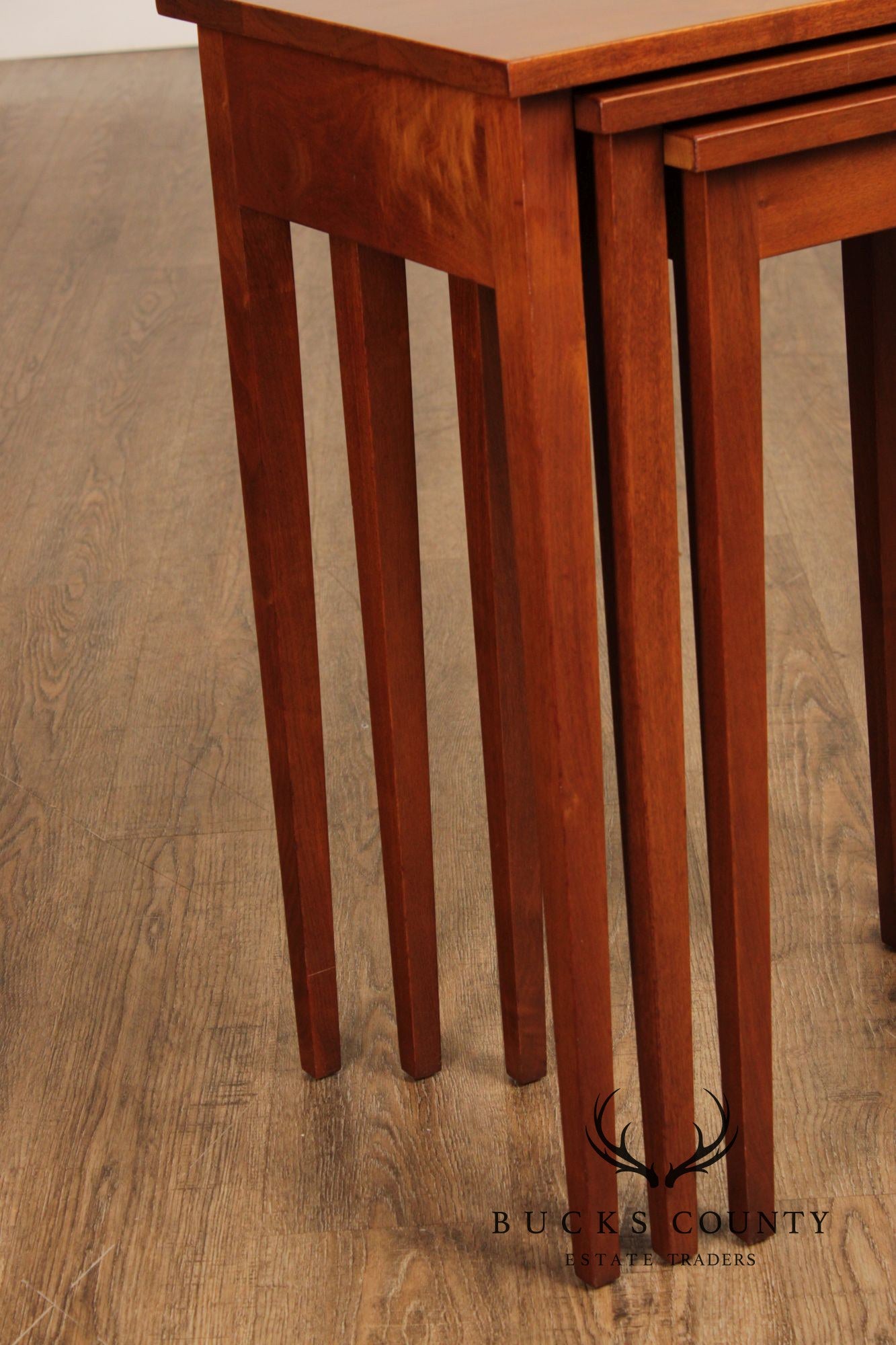 Hepplewhite Style Vintage Set Of Three Walnut Nesting Tables