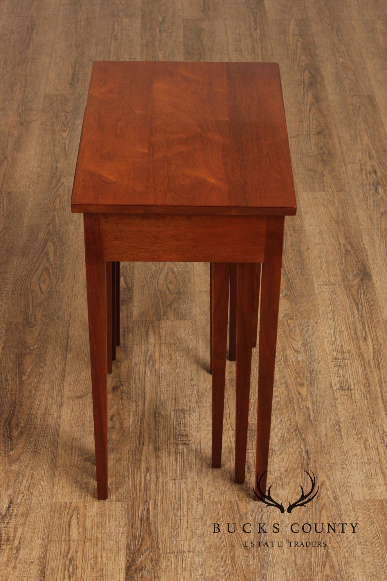 Hepplewhite Style Vintage Set Of Three Walnut Nesting Tables