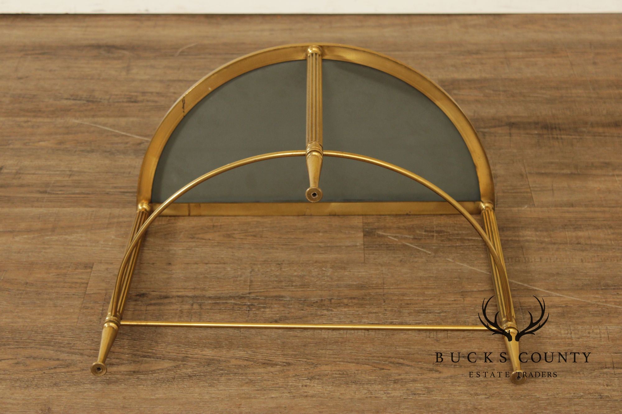 Directoire Style Vintage Pair of Brass Demilune Side Tables