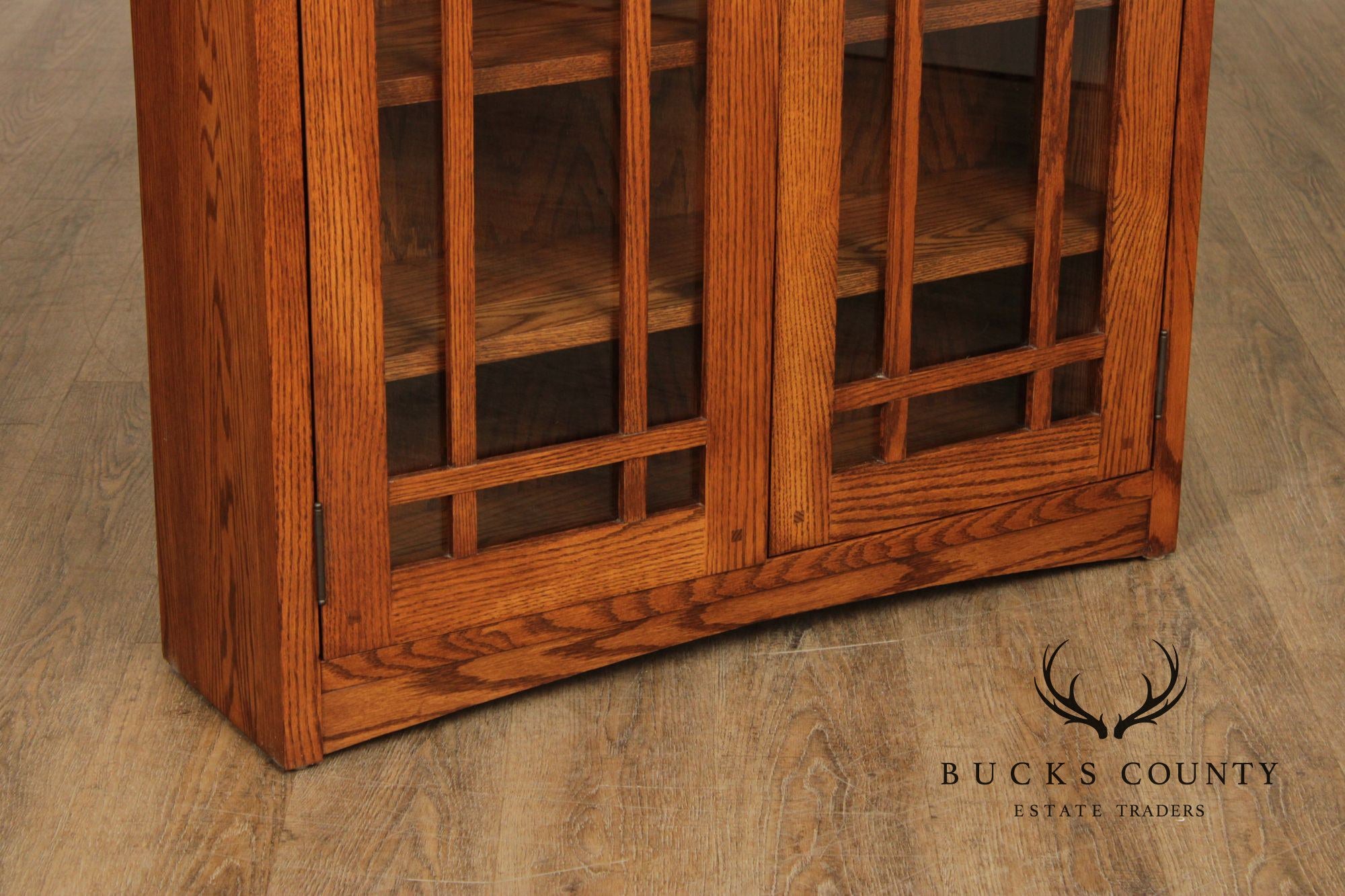 Mission Style Oak Two-Door Bookcase