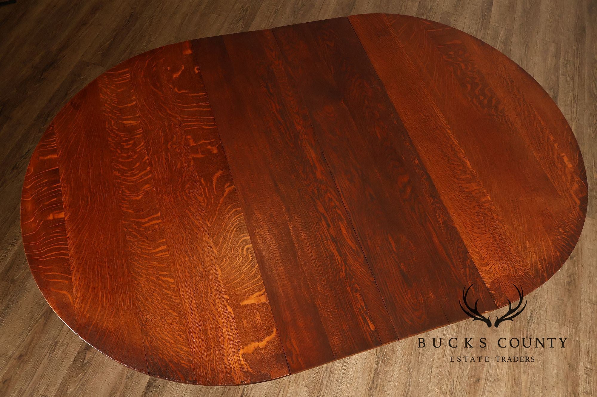 Antique L&JG Stickley Round Extendable Mission Oak Dining Table