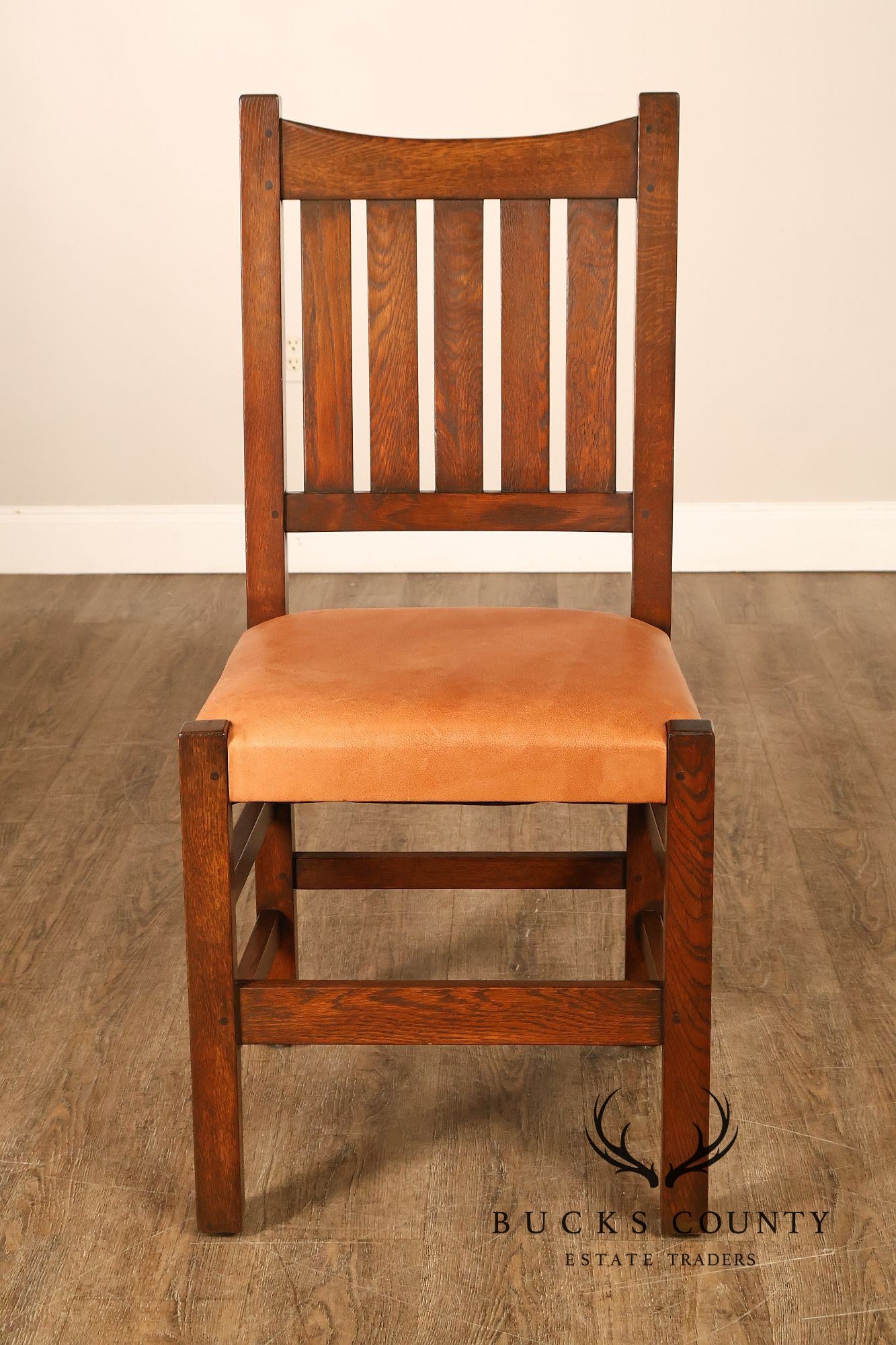 Mission Style Pair of Oak Side Dining Chairs