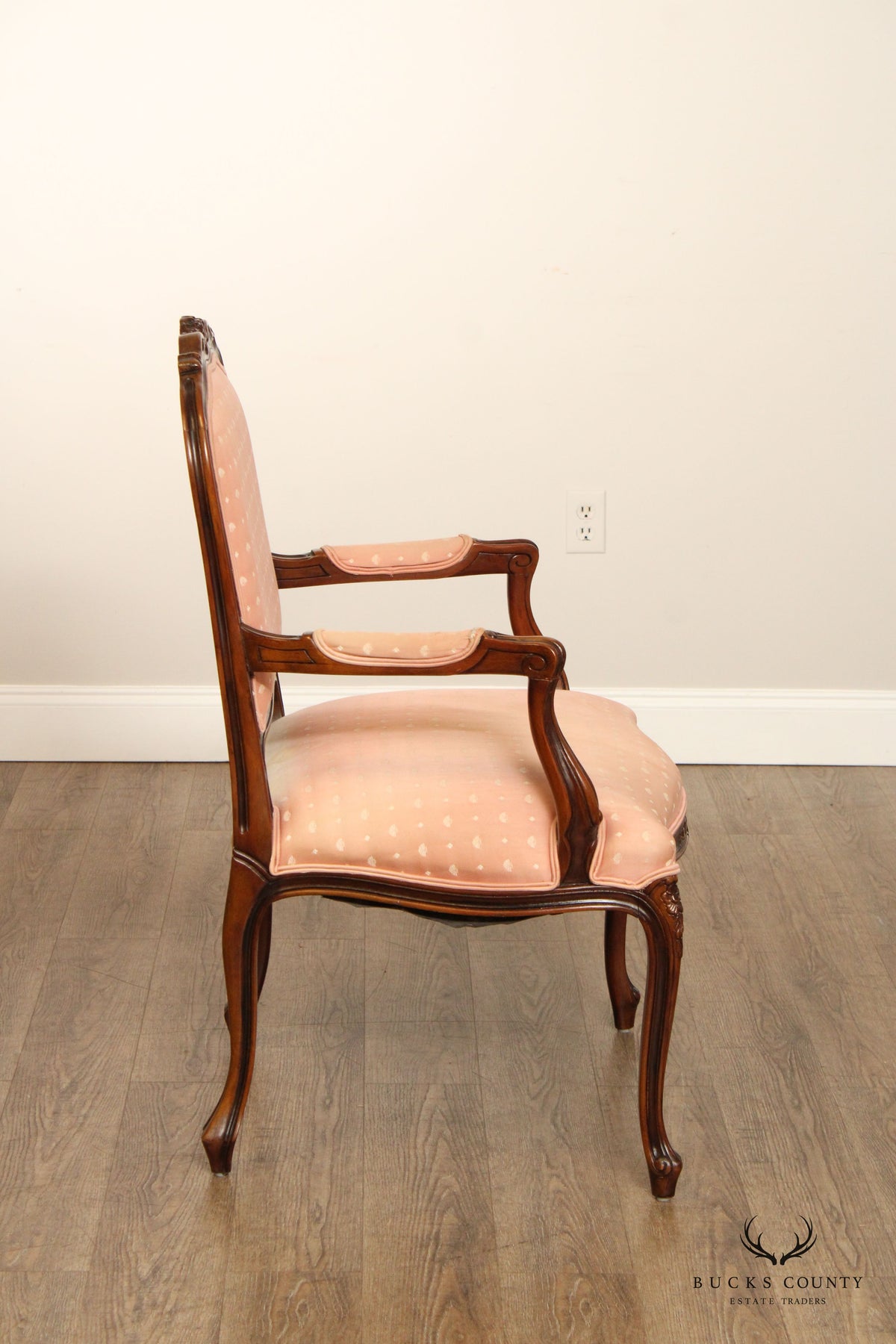 French Louis XV Style Carved Walnut Fauteuil Armchair