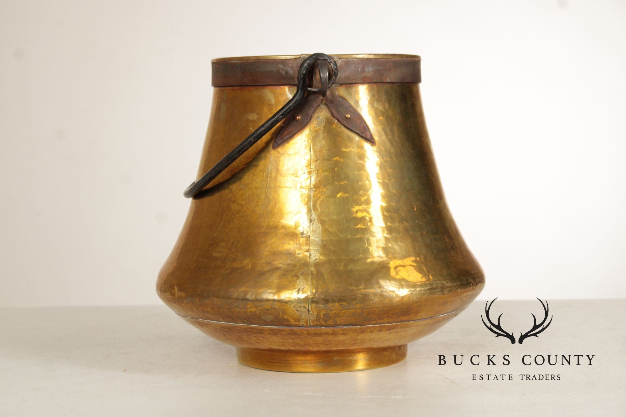 Vintage Hammered Brass Bucket