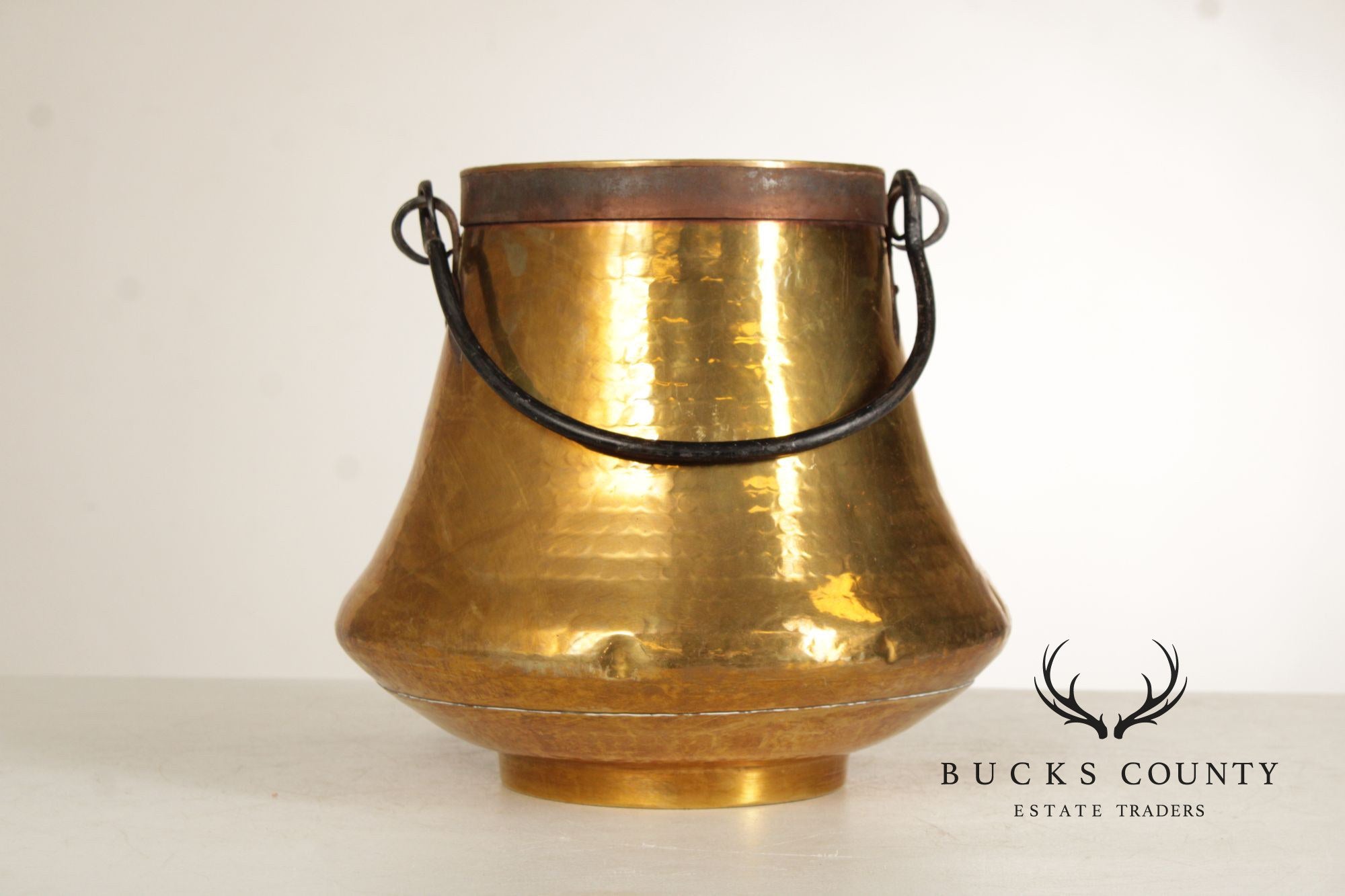Vintage Hammered Brass Bucket