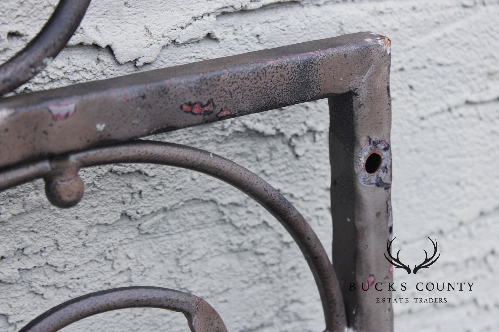 Vintage Pair Of Ornate Wrought Iron Garden Gates With Scroll And Leaf Motifs