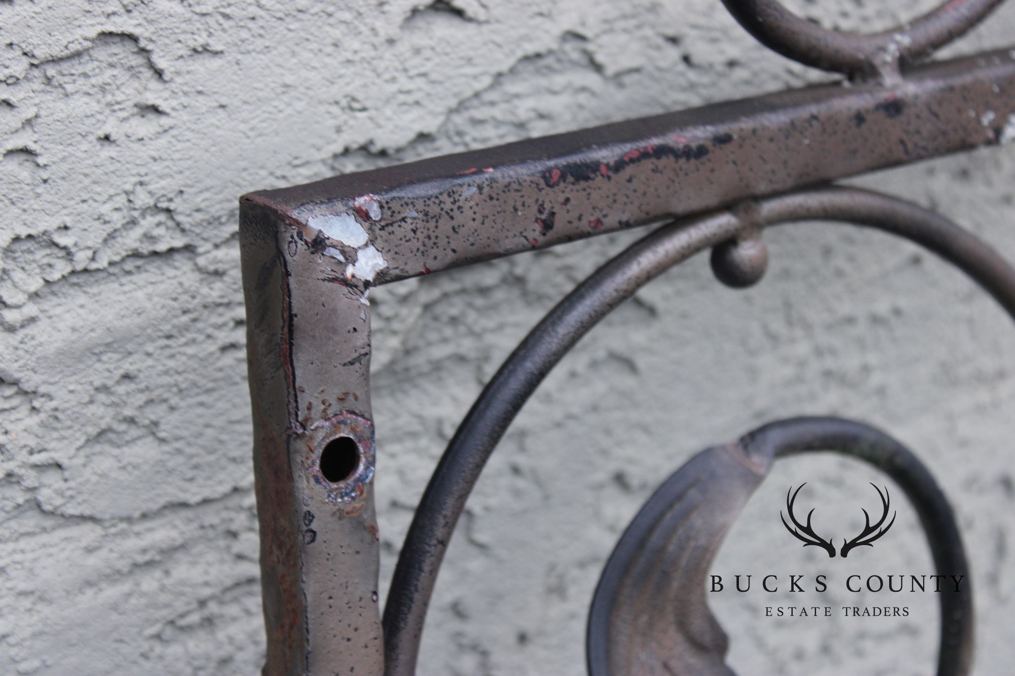 Vintage Pair Of Ornate Wrought Iron Garden Gates With Scroll And Leaf Motifs