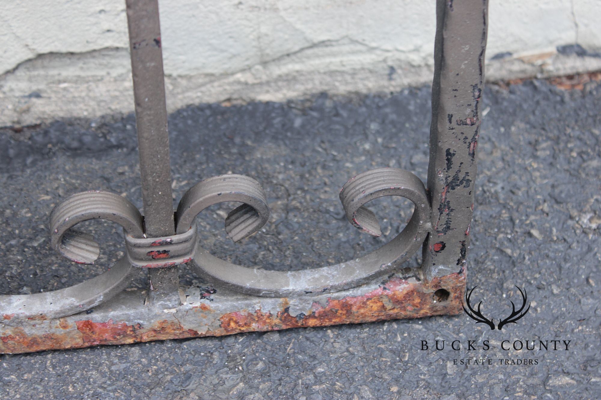 Vintage Pair Of Ornate Wrought Iron Garden Gates With Scroll And Leaf Motifs