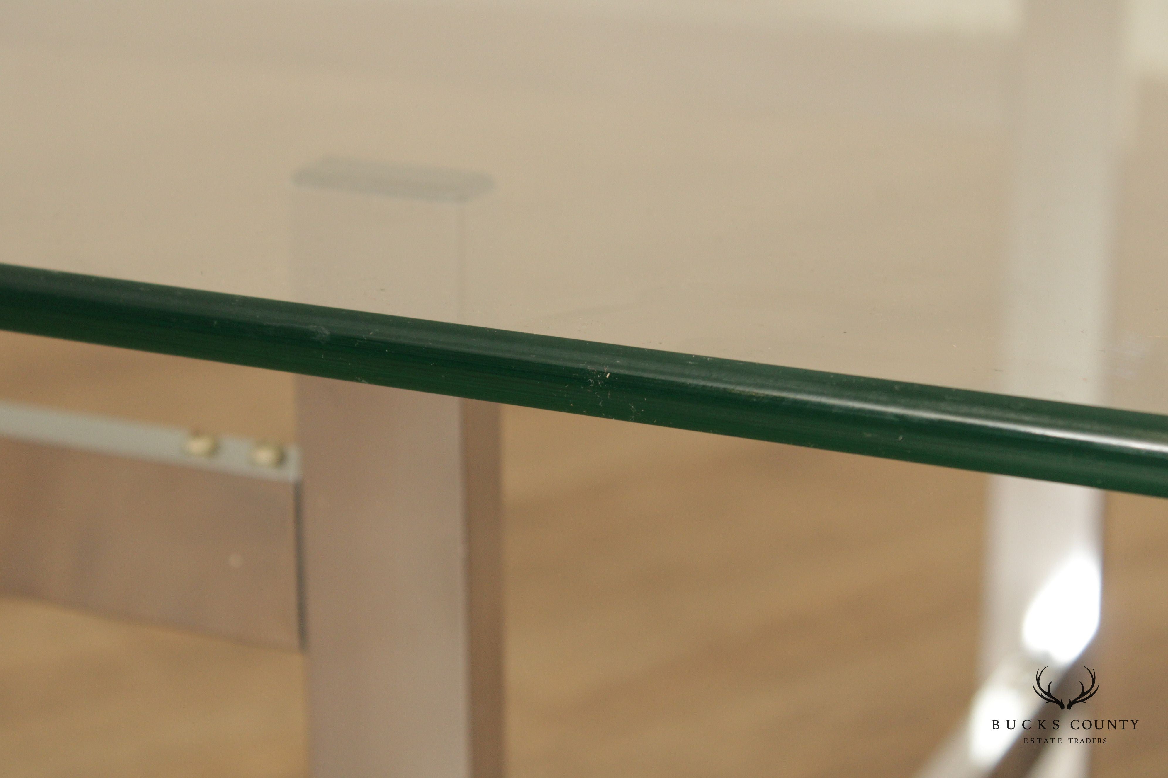 Modern Glass Top Chrome Coffee Table