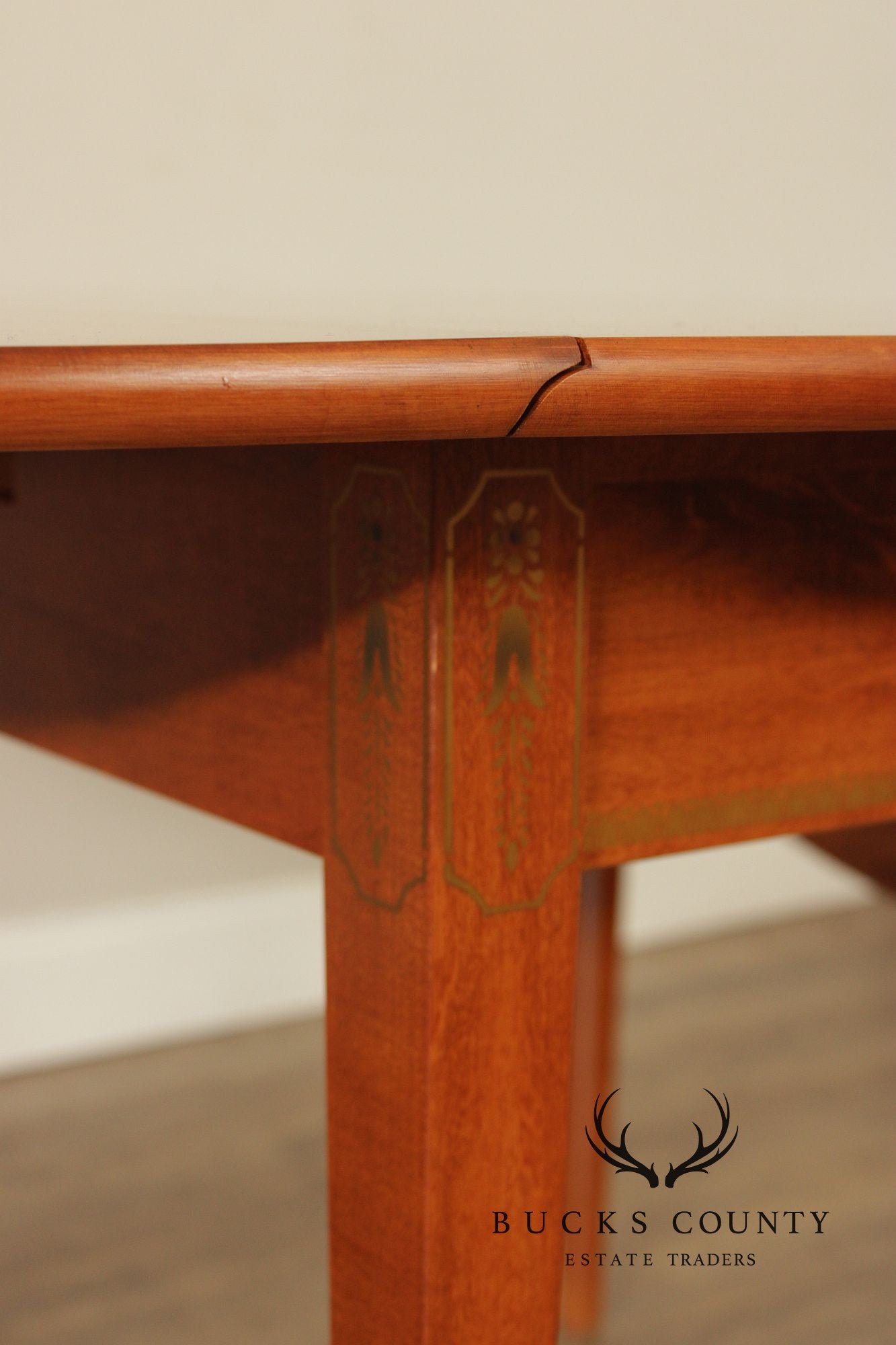 L. Hitchcock Maple Stenciled Drop Leaf Extension Dining Table