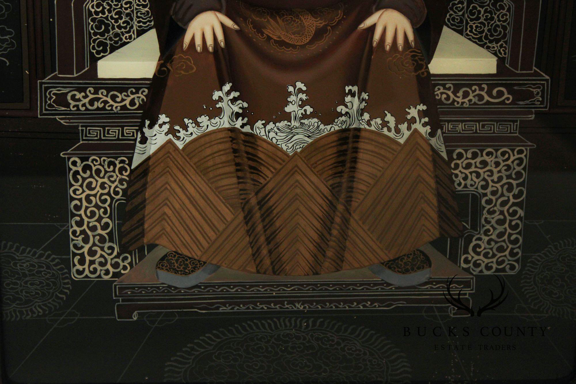 Chinese Pair of Reverse-Painted Glass Ancestral Portraits