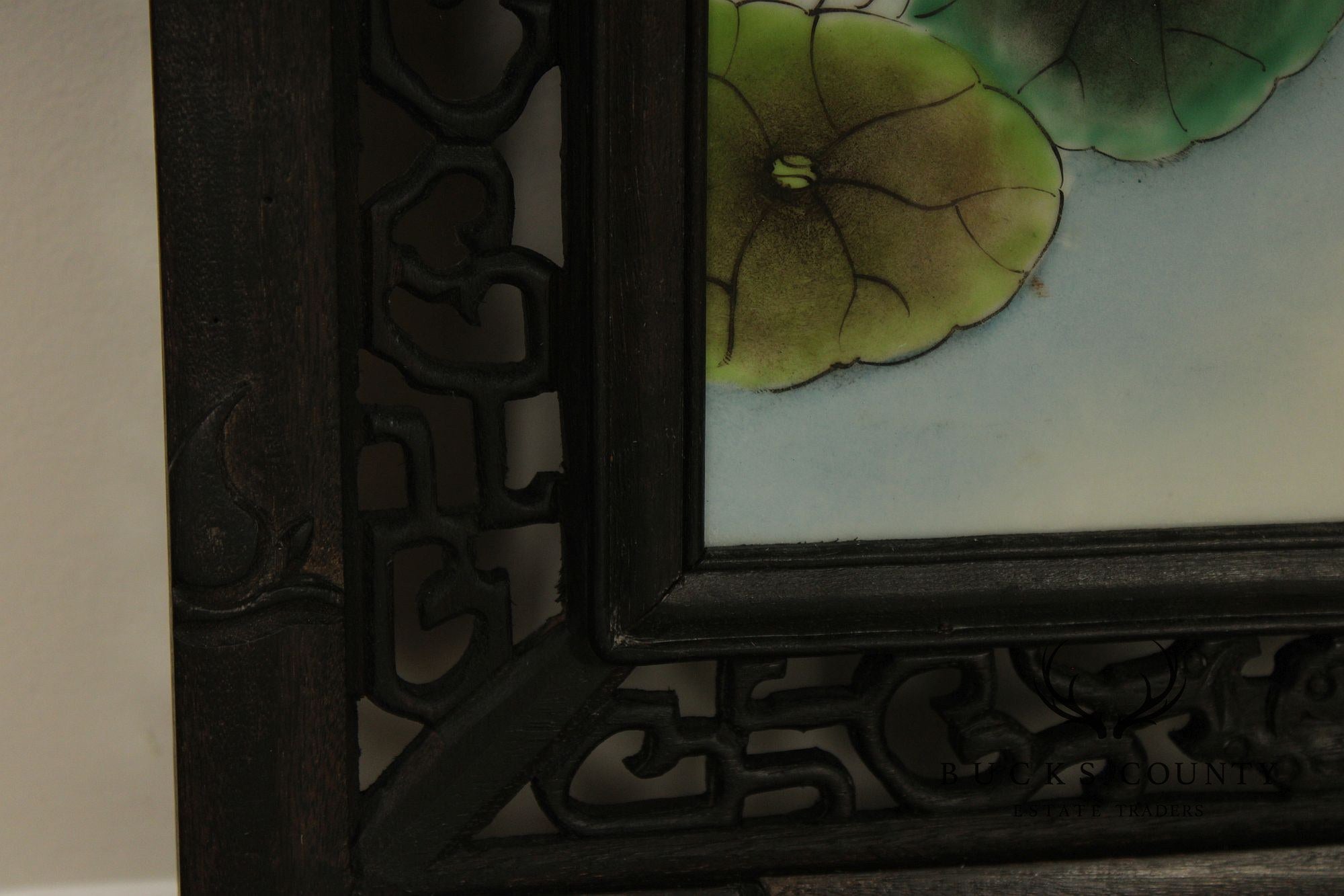 Vintage Chinese Set of Three Framed Porcelain Wall Plaques