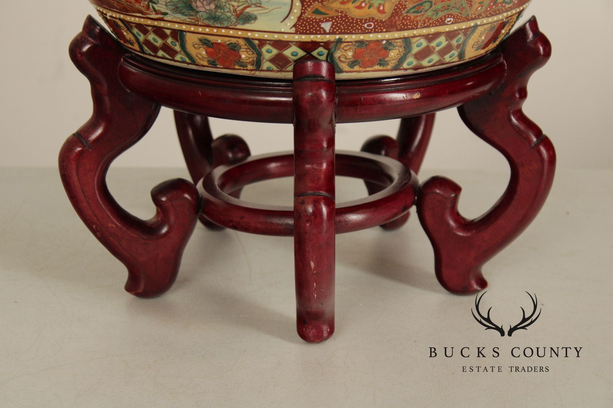Vintage Chinese Fishbowl Planter and Stand