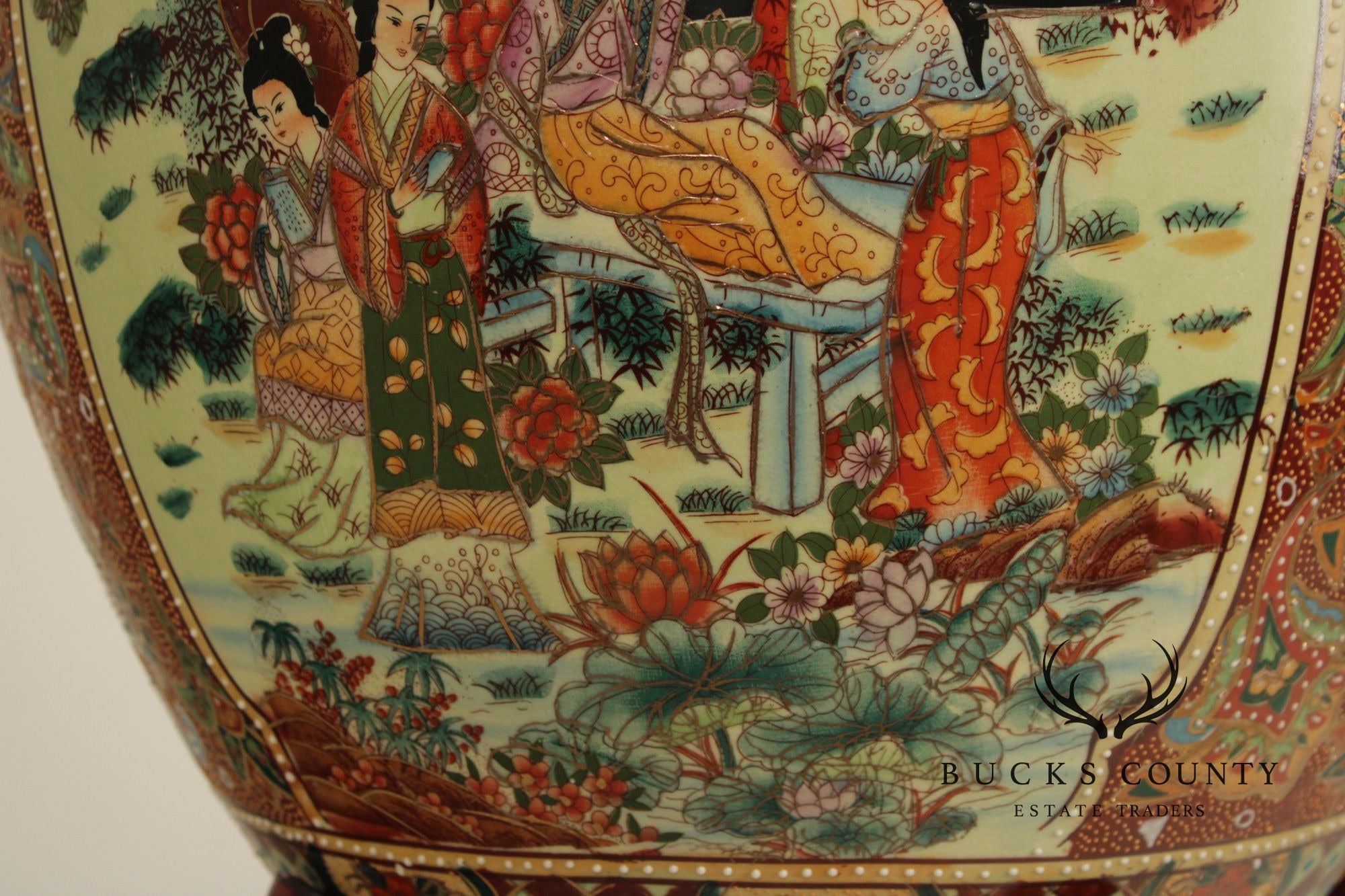 Vintage Chinese Fishbowl Planter and Stand