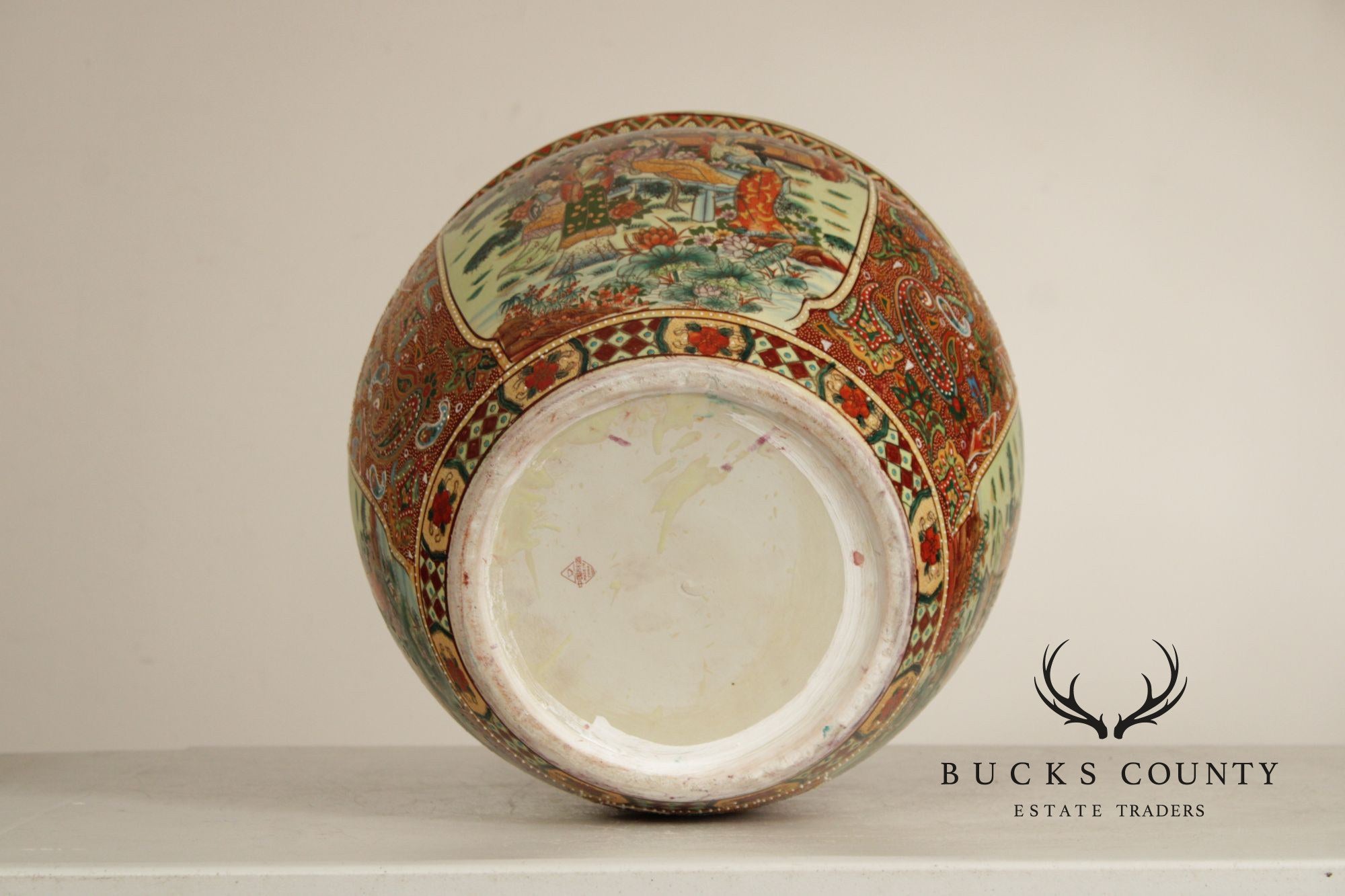 Vintage Chinese Fishbowl Planter and Stand